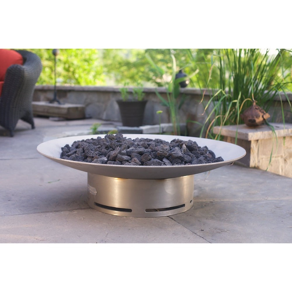 Bella Vita 46 Inch Stainless Steel Gas Fire Pit - Handcrafted Outdoor Fireplace for Patio, Backyard, and Garden Gatherings