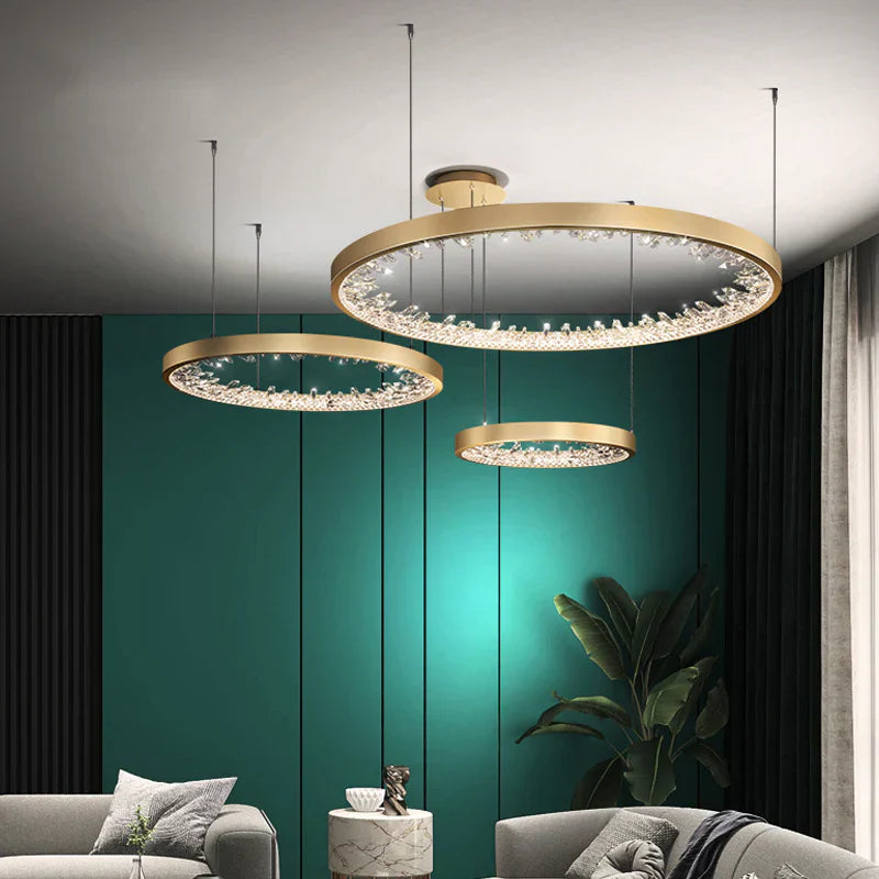 Luxury Crystal Chandelier - Elegant Round Ceiling Light Fixture for Dining Room, Living Room, Bedroom & Foyer | Modern Home Decor Lighting