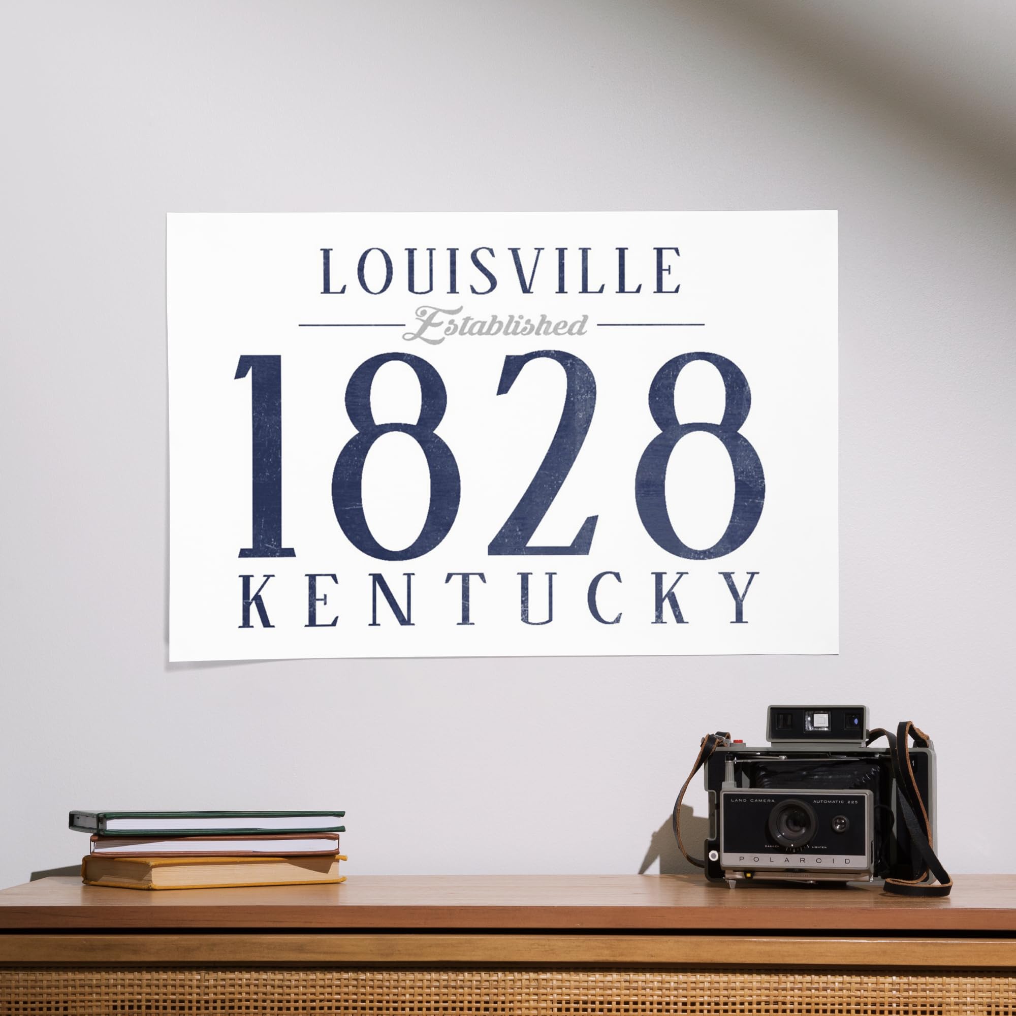 Lantern Press 16x24 Inch Premium Giclee Art Print - Louisville Kentucky Skyline with Established Date in Blue - Perfect for Home Office Wall Decor & Gift Ideas
