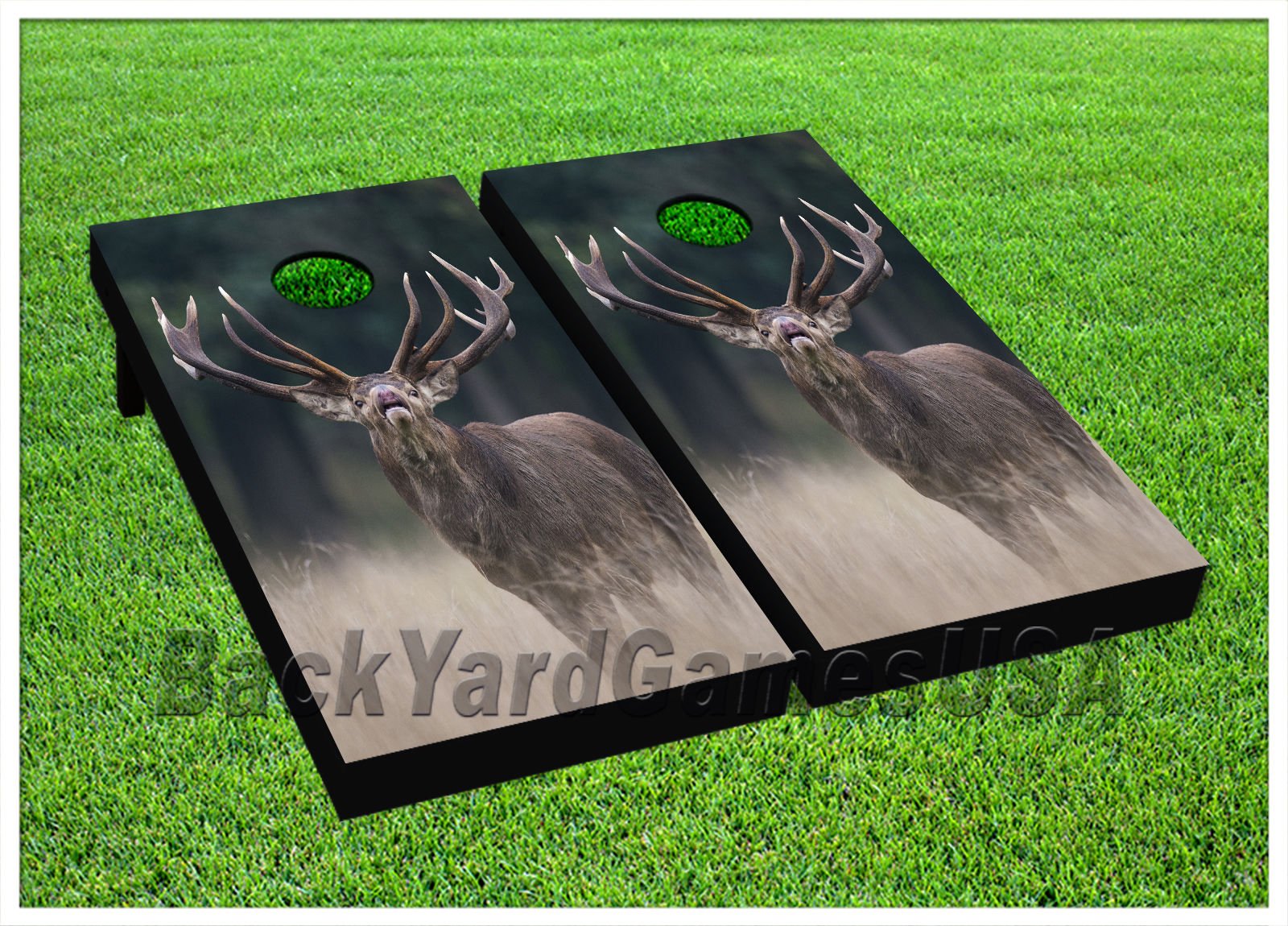 Wild Deer Hunting Cornhole Bean Bag Toss Game Set with 6 Bags & 2 Boards - Outdoor Lawn Tailgate Party Game for Adults & Kids (1056)