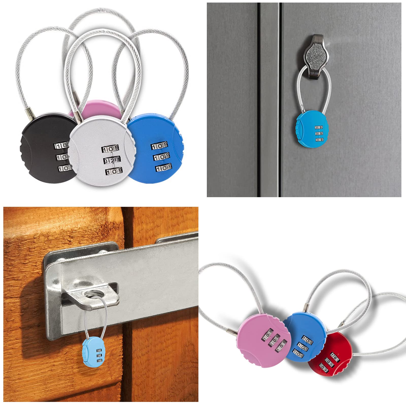 4-Pack 3-Digit Combination Locks - Secure Travel Luggage Locks for Suitcases, School Bags, Lockers & Cabinets | Adjustable Small Padlocks Ideal for Travel, Office & Home Security