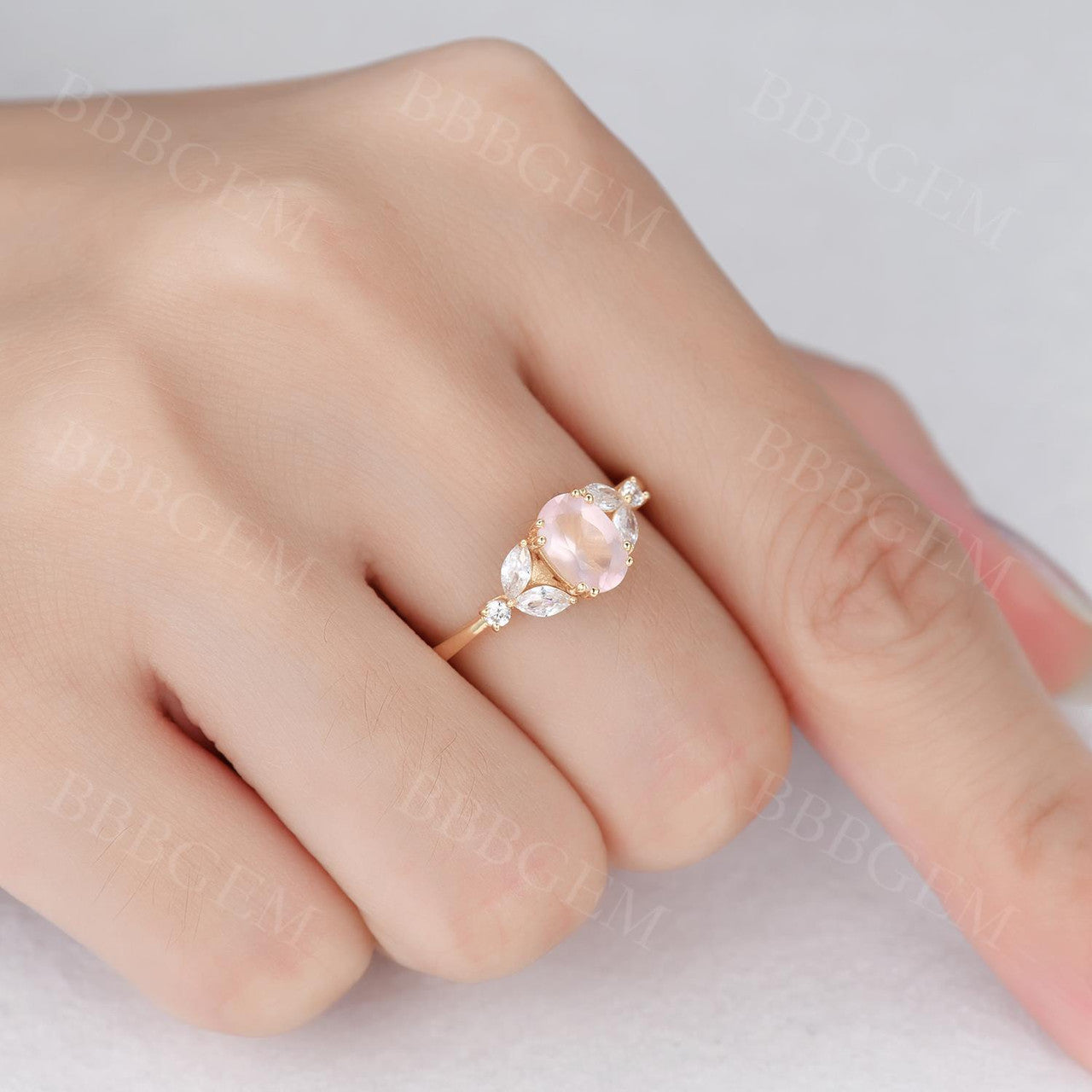 1CT Oval Cut Natural Rose Quartz Engagement Ring in Rose Gold - Perfect for Proposals, Anniversaries & Romantic Gifts