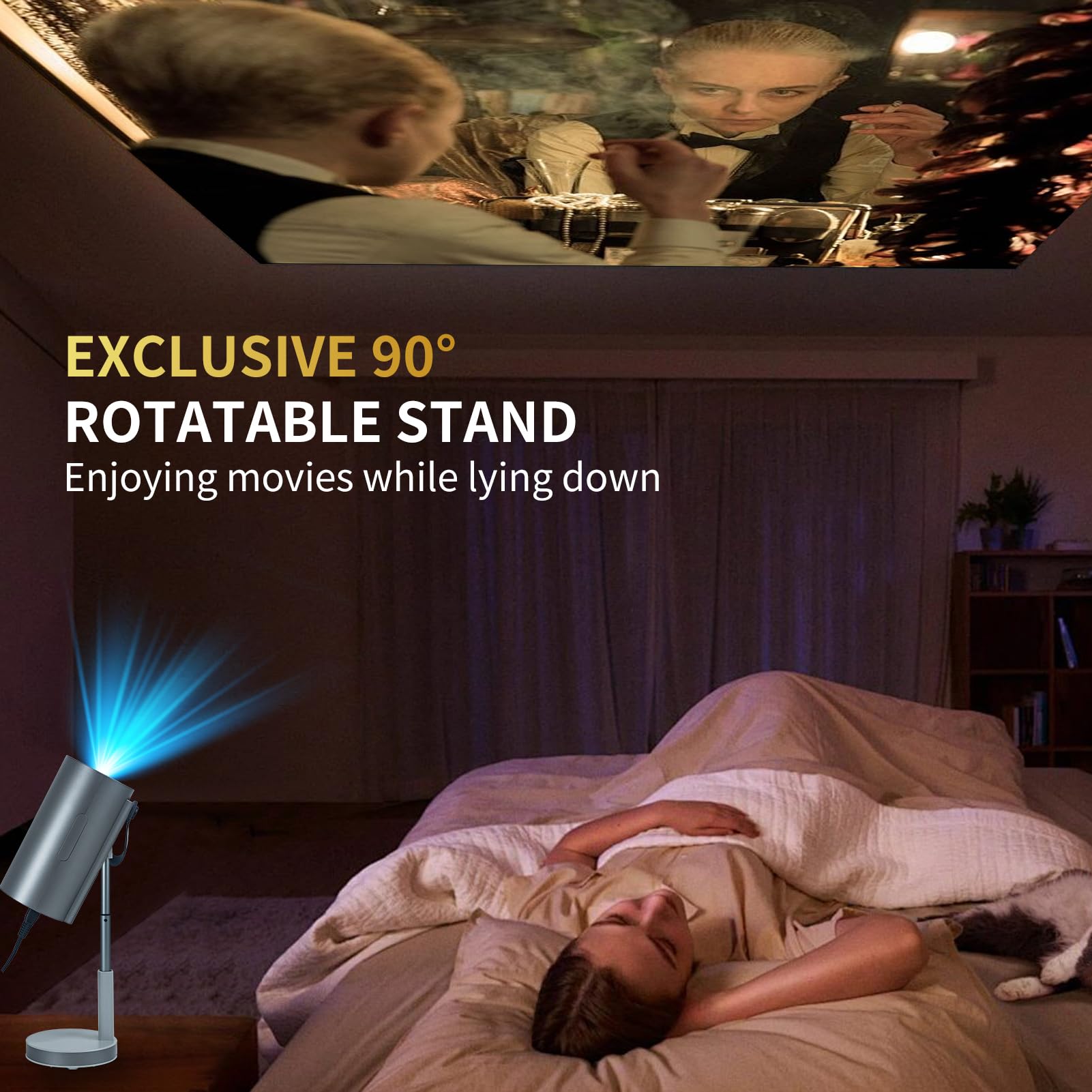 Mini Portable Projector with WiFi & Bluetooth - 1080P 550 ANSI Smart Projector with Built-in Apps, 15
