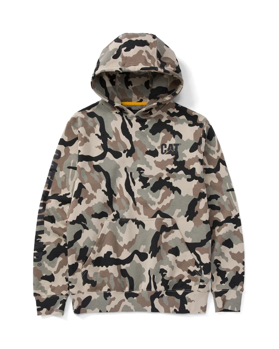 Caterpillar Men's Heavyweight Hooded Sweatshirt with Trademark Banner Logo - Warm Fleece Lined Pullover for Work, Outdoor & Casual Wear (Style 1910709)