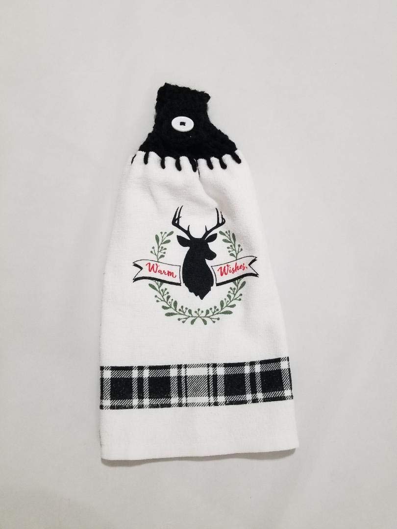Cozy Crochet Christmas Deer Kitchen Towel - Warm Holiday Wishes Black - Perfect for Holiday Decor & Gift Giving