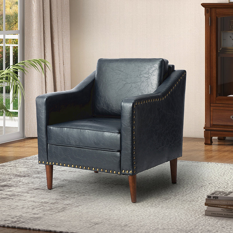 Rafaella Vegan Leather Armchair with Solid Wood Legs - Modern Vegan Leather Lounge Chair with Sturdy Wooden Legs for Living Room, Office, or Reading Nook
