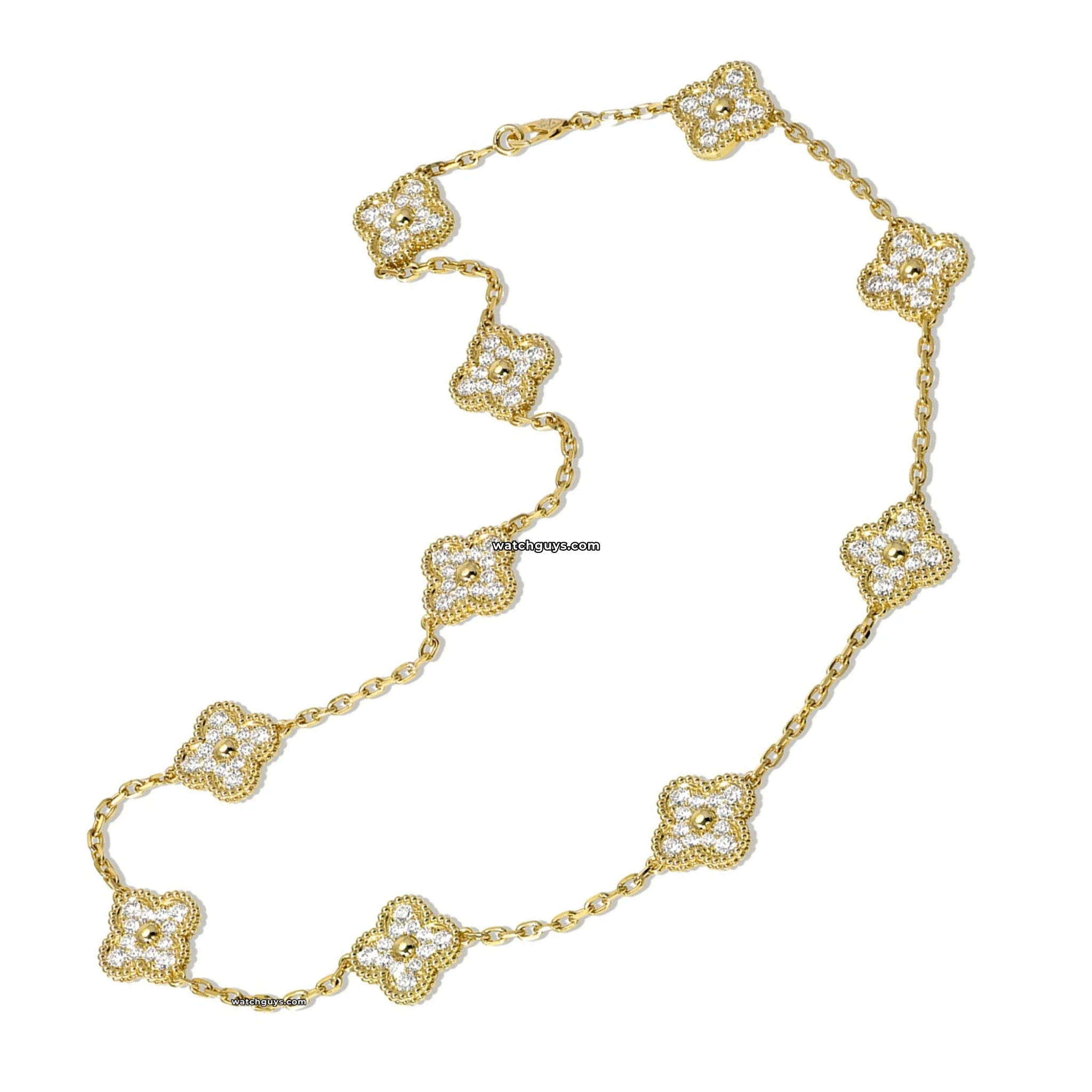 Van Cleef & Arpels Vintage Alhambra 10 Motif Diamond Necklace - Luxury Jewelry for Women, Perfect for Weddings & Special Occasions