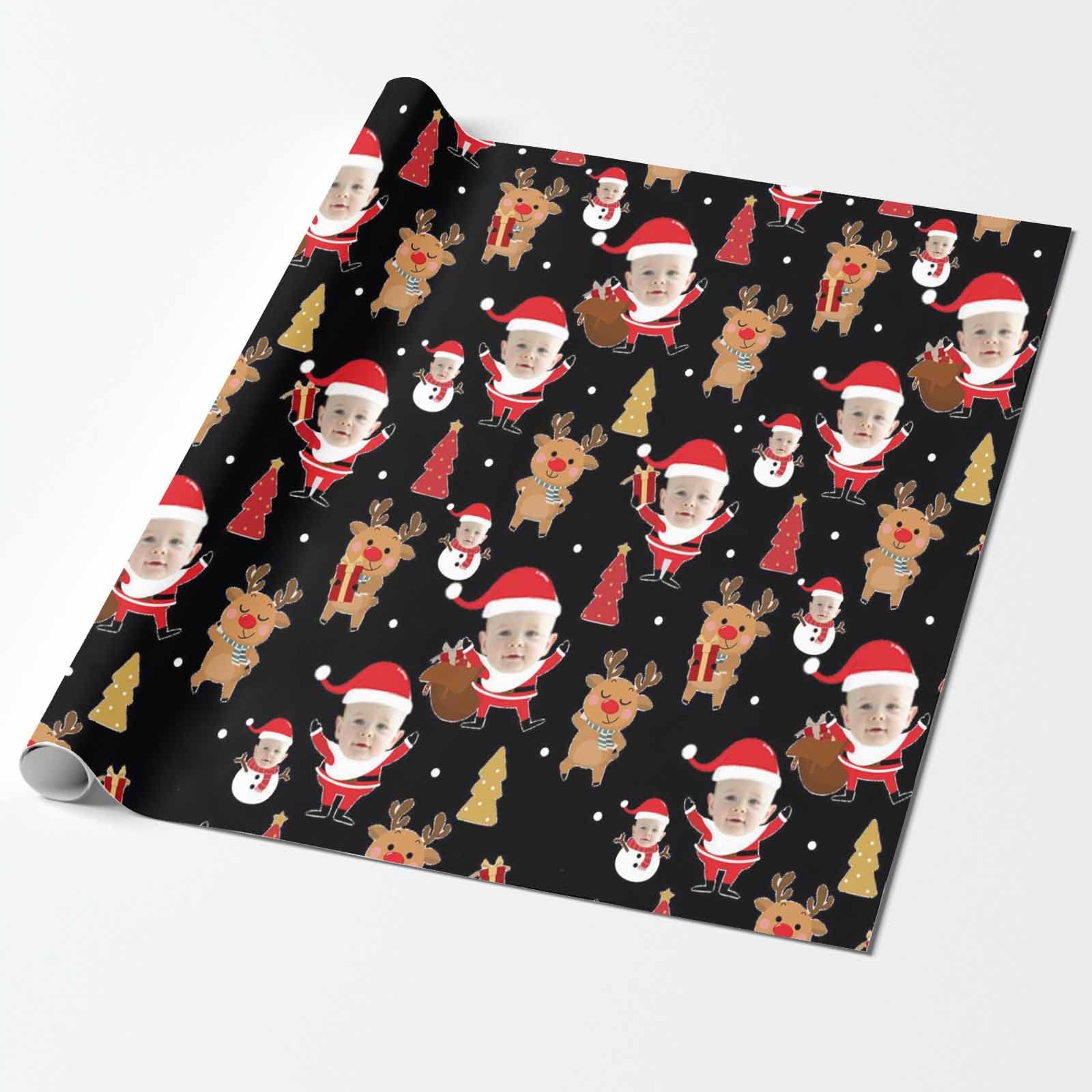 Custom Personalized Christmas Wrapping Paper with Santa, Snowman & Deer Designs - 58x23 Inch Gift Wrap Roll for Wife, Husband, Boyfriend, Girlfriend (2 Rolls) - Perfect for Holiday Gifts, Christmas Presents & Festive Party Decorations