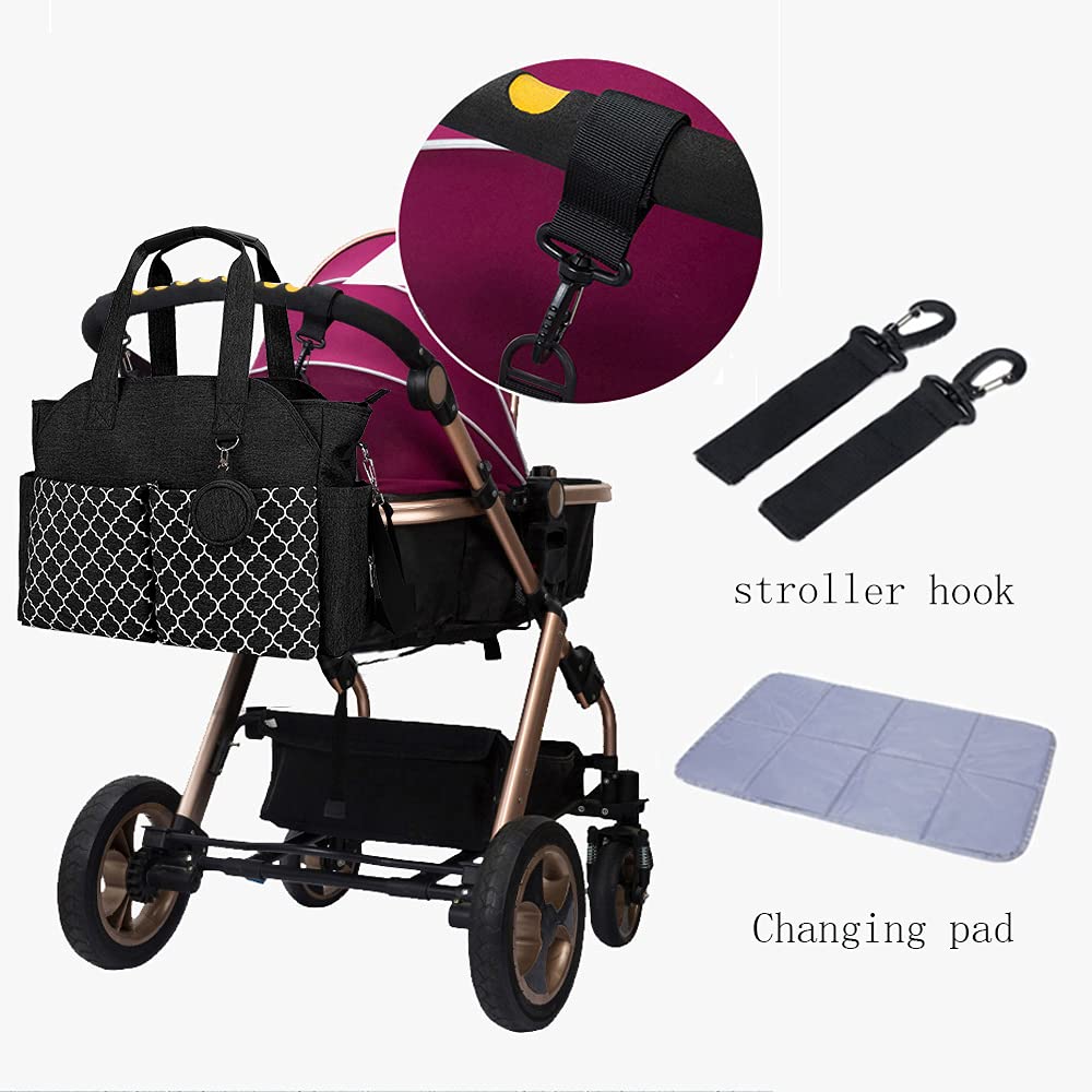 Upgraded Lmbabter Diaper Bag Tote with Changing Station - Multi-Functional Baby Bag with Adjustable Shoulder Strap, Black, One Size - Perfect for Travel, Shopping & Parenting Essentials Organization