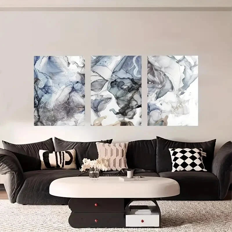 3-Piece Abstract Metal Wall Art Prints - Ready to Hang Modern Home Decor for Living Room, Bedroom & Office