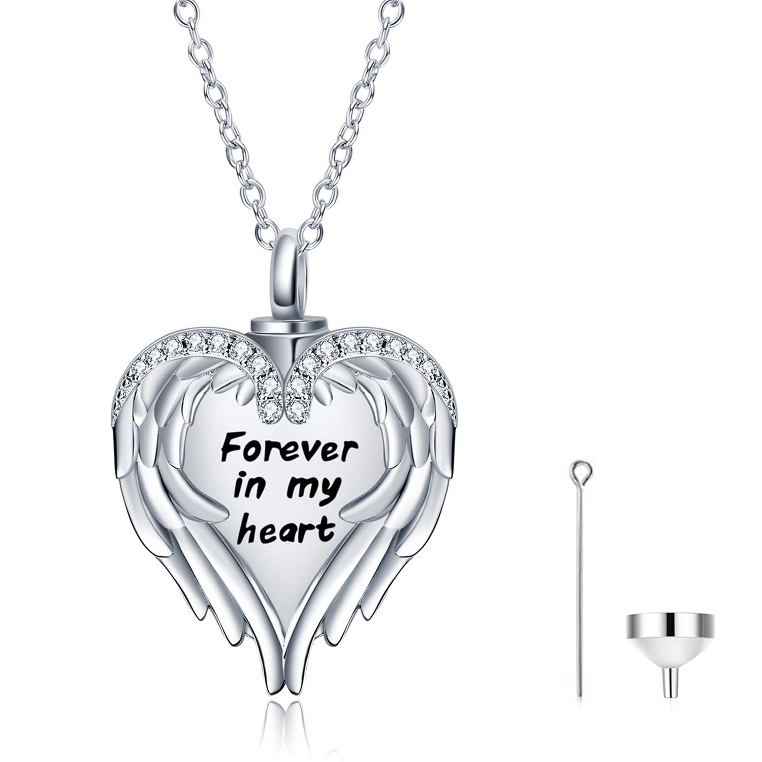 POPKIMI Sterling Silver Cremation Urn Necklace for Ashes - Memorial Keepsake Jewelry with Funnel Filler - Thoughtful Sympathy Gift for Women & Men - Perfect for Honoring Loved Ones at Memorials, Funerals or Daily Wear