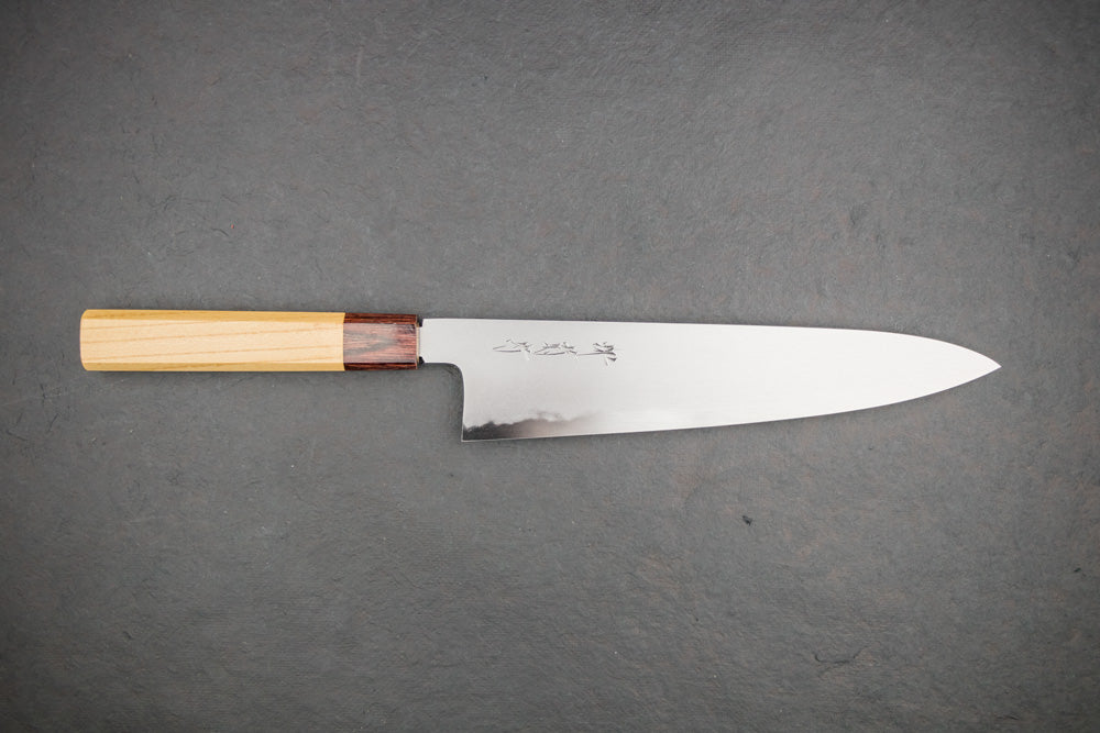 Premium Sakai Kikumori Yoshikazu Tanaka Shironiko Kasumi Gyuto 240mm Japanese Chef Knife - High Carbon Steel, Razor Sharp Edge for Sushi, Meat Cutting & Professional Kitchen Use