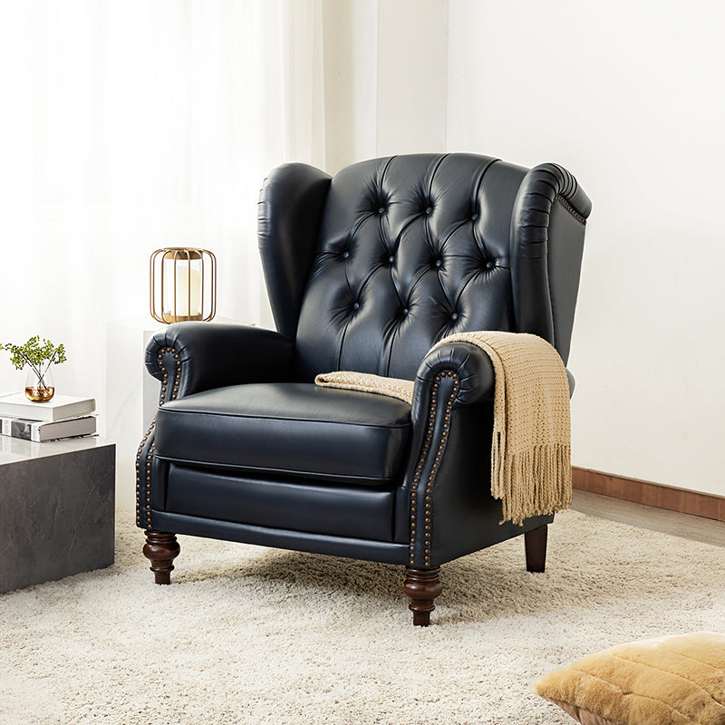 Premium Raquel Genuine Leather Armchair - Heavy Duty Solid Wood Frame - Luxury Living Room Seating for Home Office & Lounge Areas