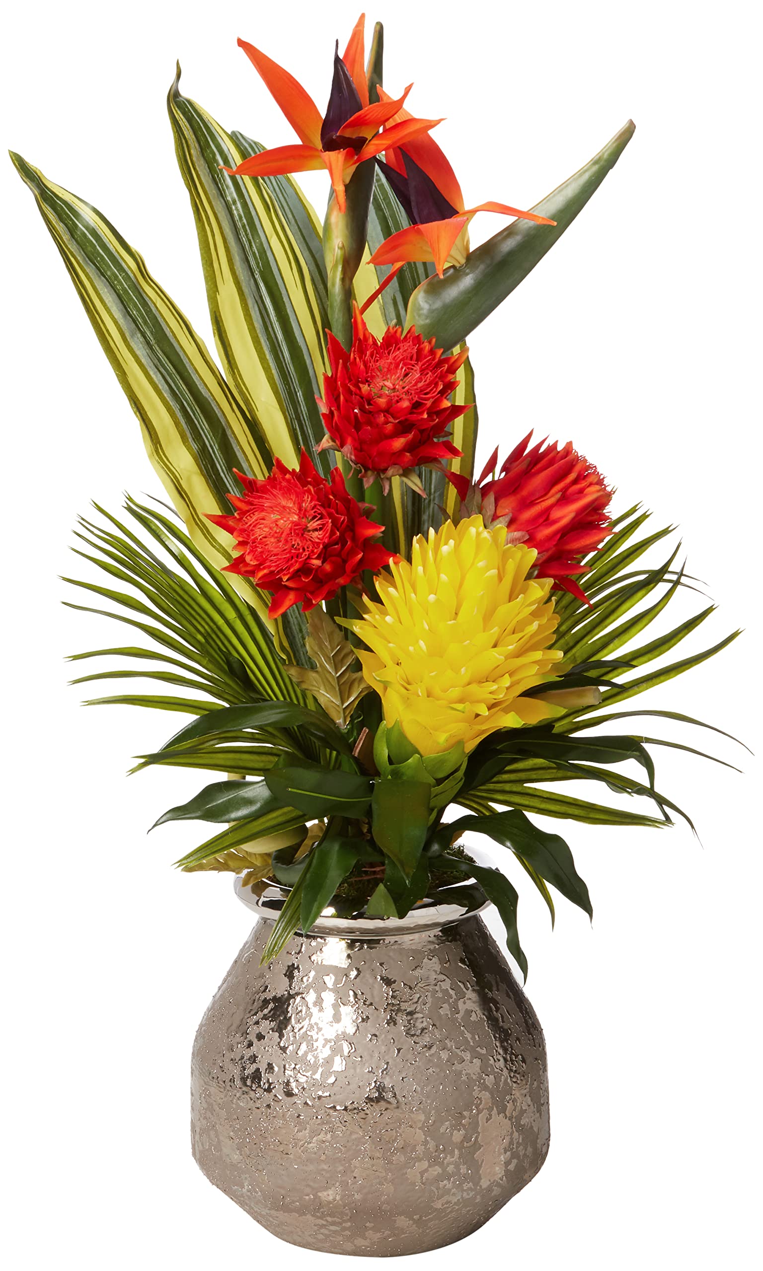 Nearly Natural Tropical Artificial Flower Arrangement in Elegant Vase - Perfect for Home Decor, Office Centerpiece & Wedding Table Settings