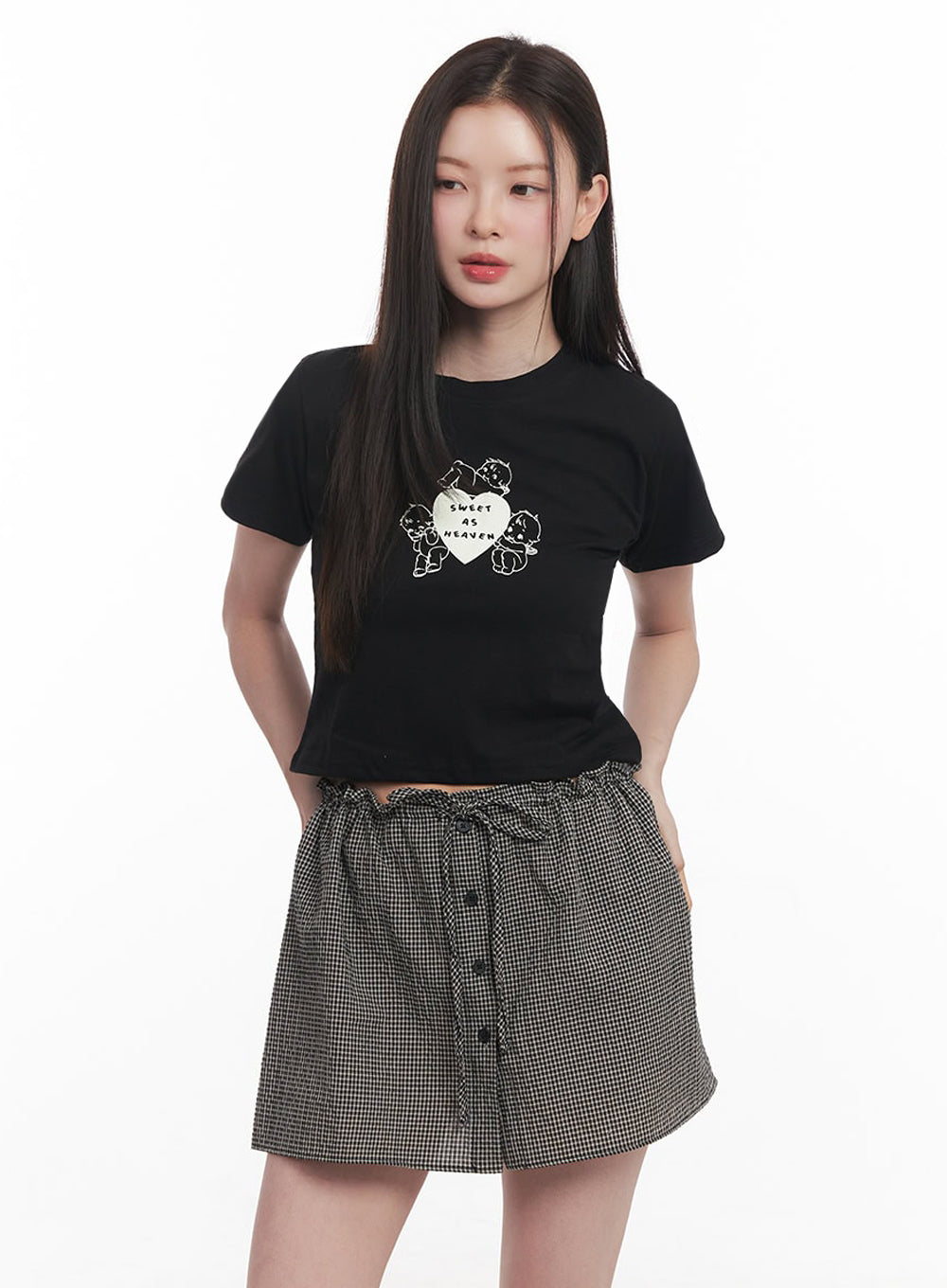 Trendy Angel Graphic Crop Top IY513 - Stylish Women's Fashion for Casual Wear & Summer Outfits