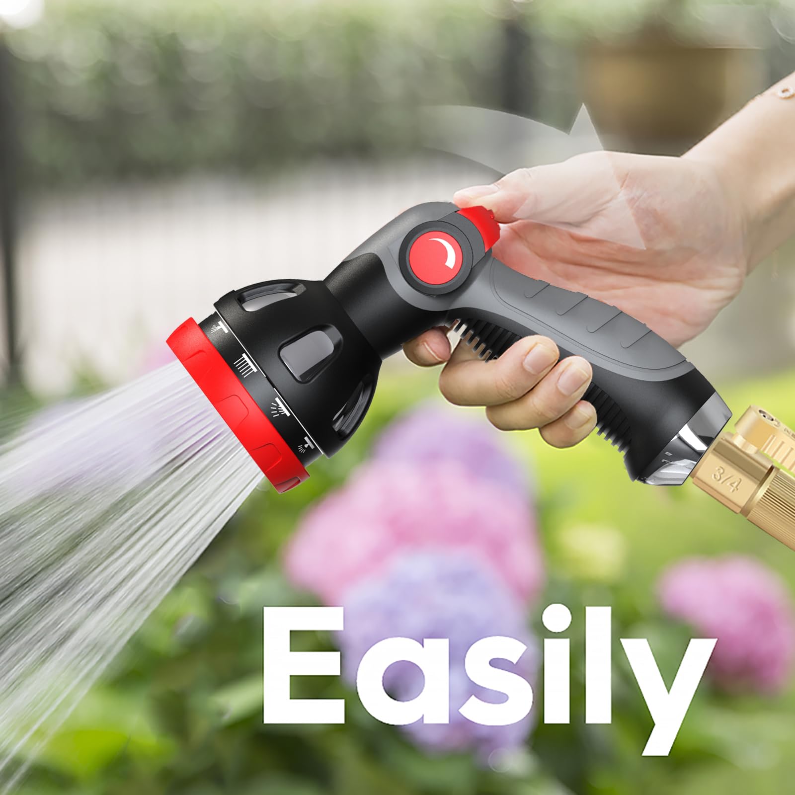 Metal High Pressure Hose Nozzle - 10 Adjustable Patterns for Garden, Lawn & Car Washing