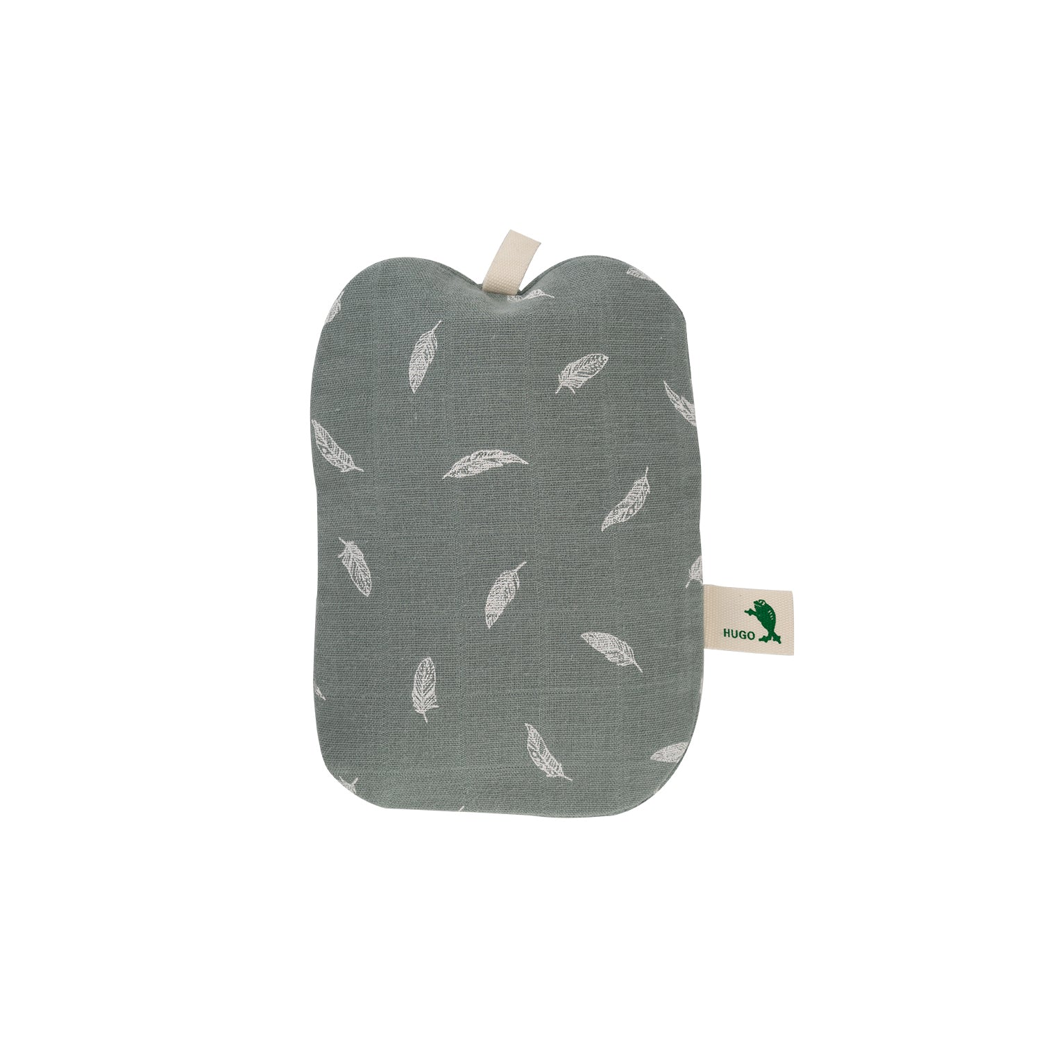 0.2L Premium Mini Hot Water Bottle with Pastel Green Feather Organic Cotton Cover - Rubber-Free for Pain Relief, Warmth & Comfort - Perfect for Cramps, Cold Nights & Home Office Use