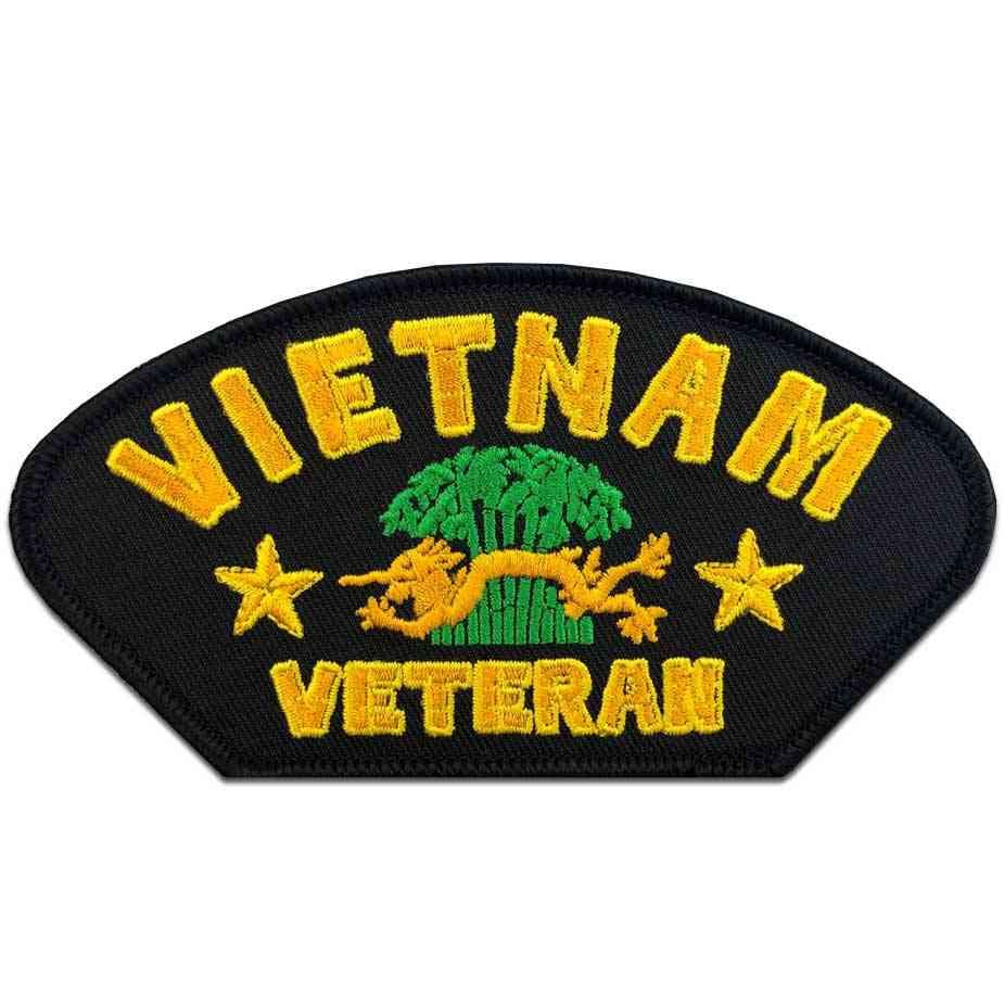 Vietnam Veteran Embroidered Military Patch with Dragon Design - Iron On or Sew On for Jackets, Hats, Bags & Military Uniforms