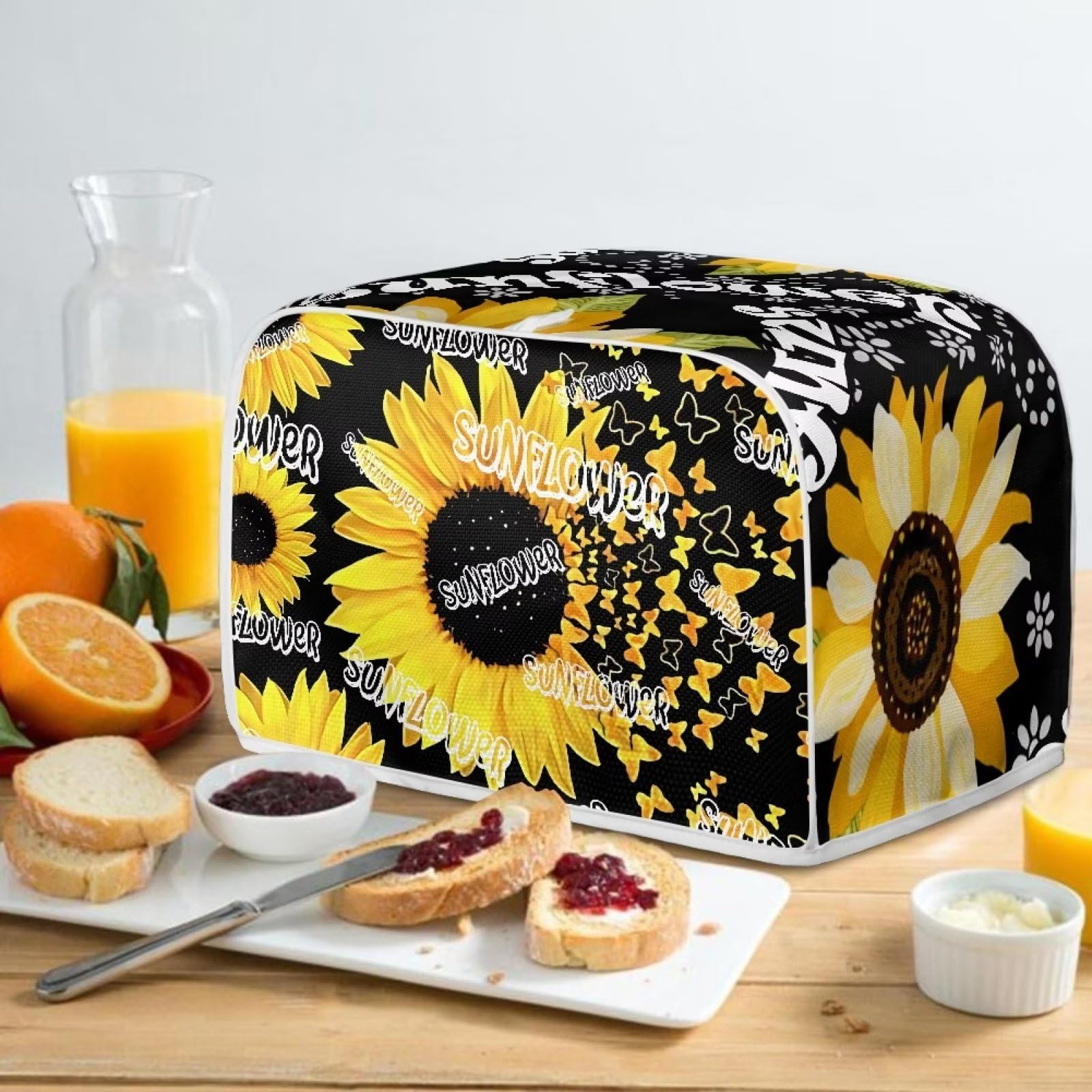 Sunflower Butterfly Print Toaster Cover & Bread Maker Dust Cover - Waterproof & Heat-Resistant Kitchen Appliance Protector for Toaster Oven & Bread Machine - Perfect for Home, Kitchen, Party & Gift Use