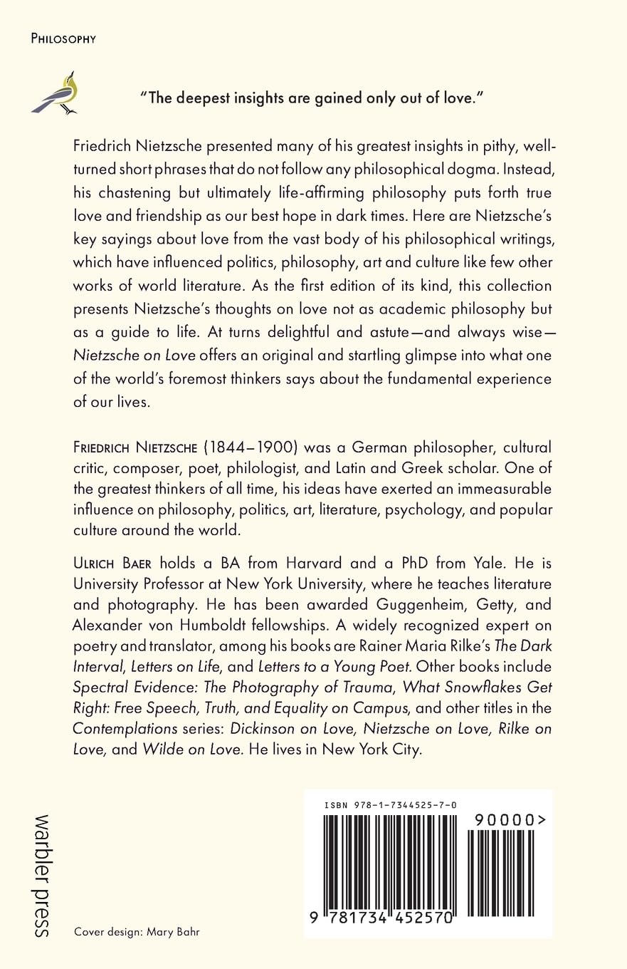 Nietzsche on Love - Warbler Press Contemplations | Philosophy Book on Relationships & Emotions | Perfect for Students, Scholars & Philosophy Lovers