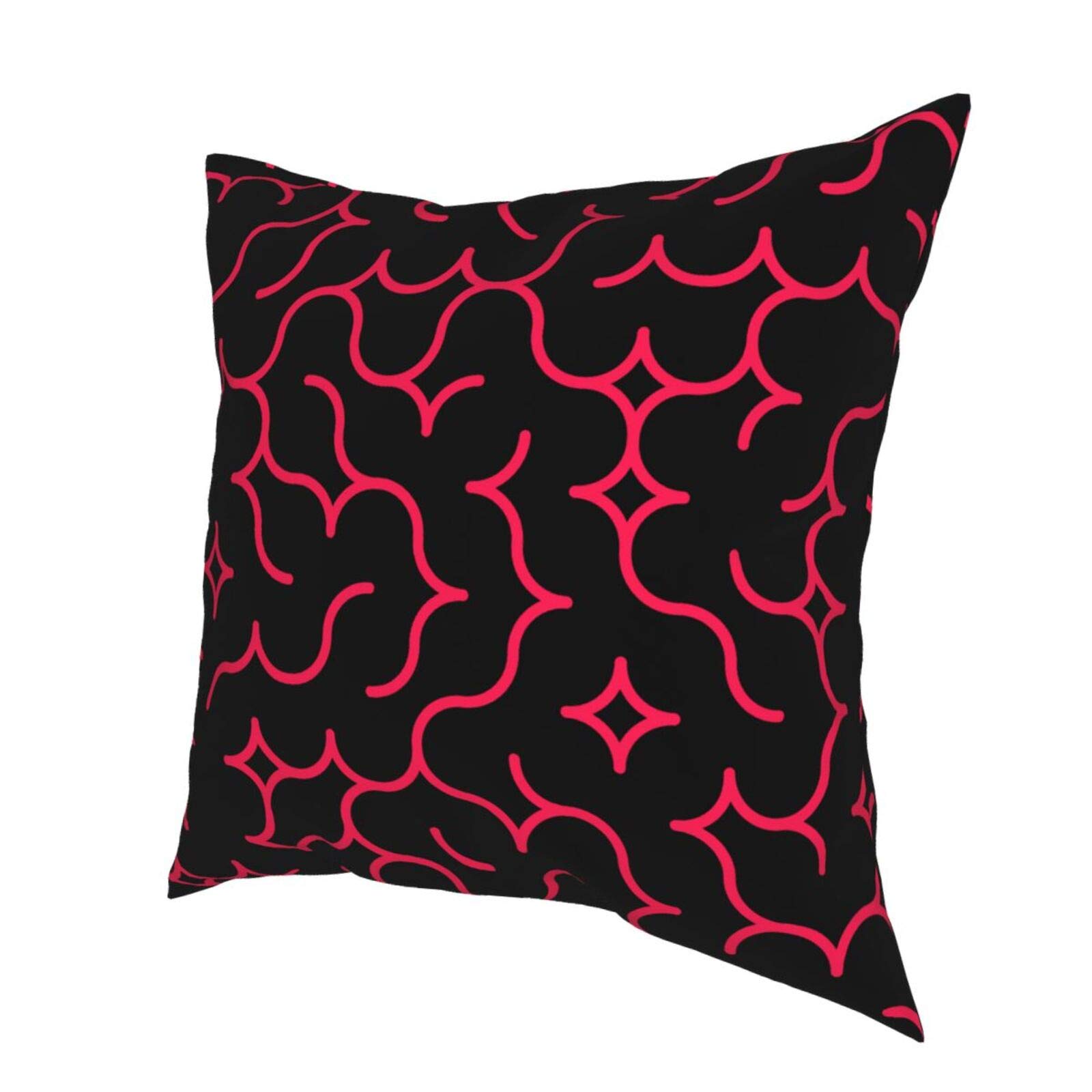Black and Pink Random Arc Pattern Pillow Covers 12x12 Inch - Modern Decorative Throw Pillow Cases for Sofa, Bed, Couch & Car - Perfect for Home Decor, Outdoor Patio & Interior Design