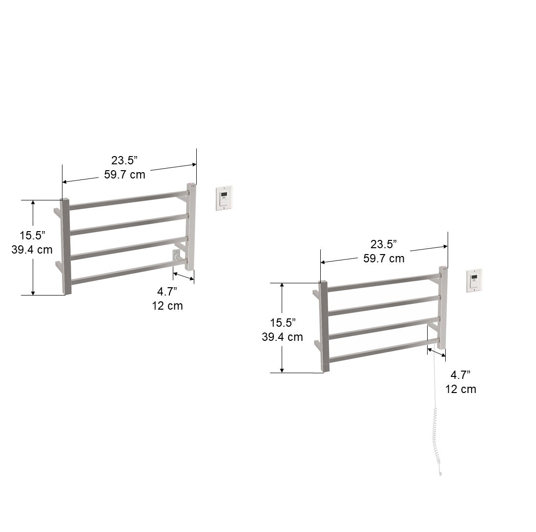 Gala Dual 4 Bar Hardwired & Plug-in Stainless Steel Towel Warmer with Timer - Perfect for Bathrooms, Spas & Luxury Home Use