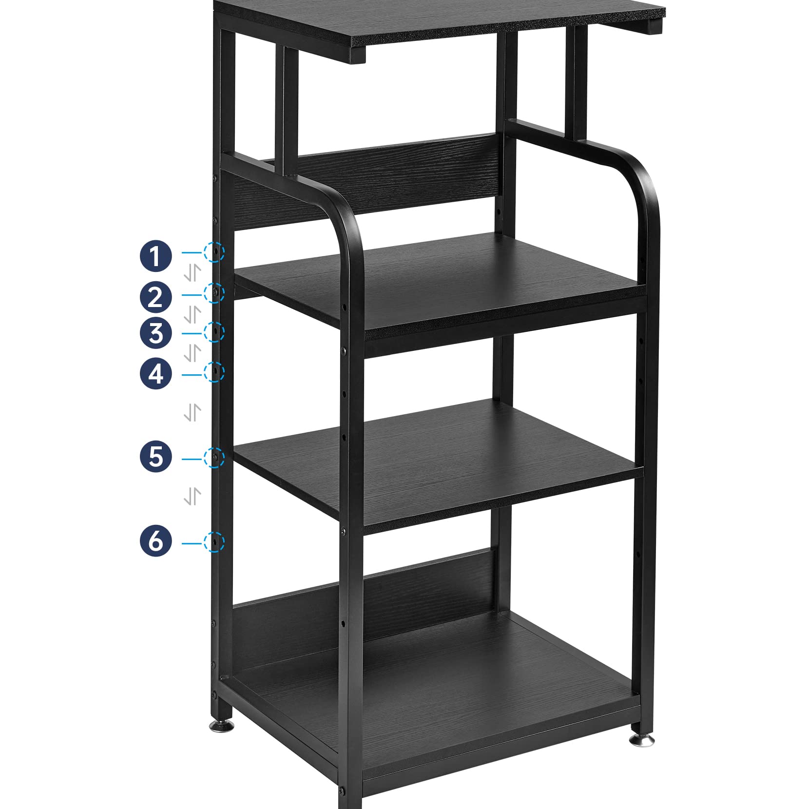 Adjustable 4-Tier Printer Stand with Wheels - Large Tall Rolling Cart for Home Office Storage, Computer Tower, CPU & Shredder Organization (Black) | Perfect for Small Spaces & Workspace Organization