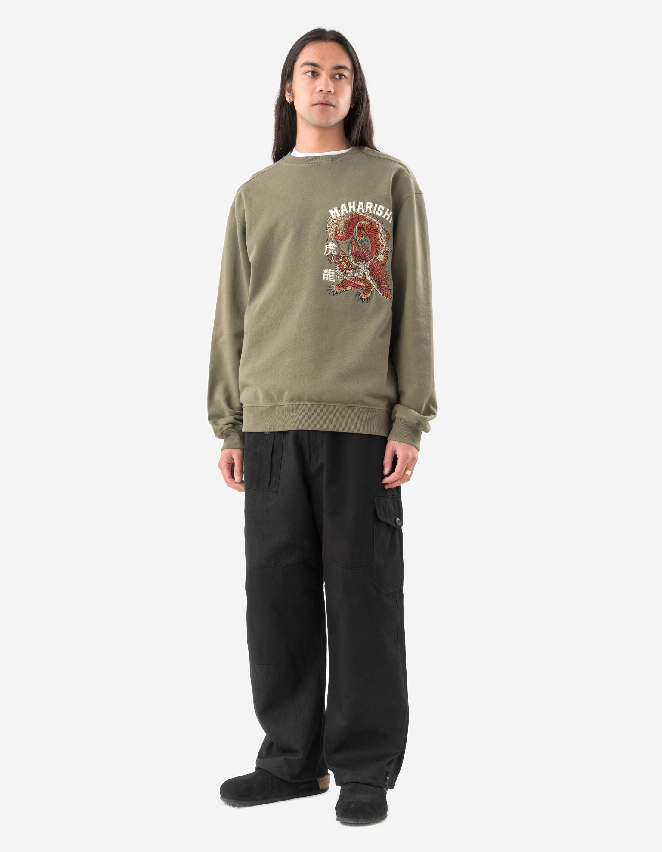 6097 Tiger Dragon Tour Crew Sweatpants - Olive OG 107F Military Style Joggers for Men | Comfortable Casual Workout & Streetwear Pants