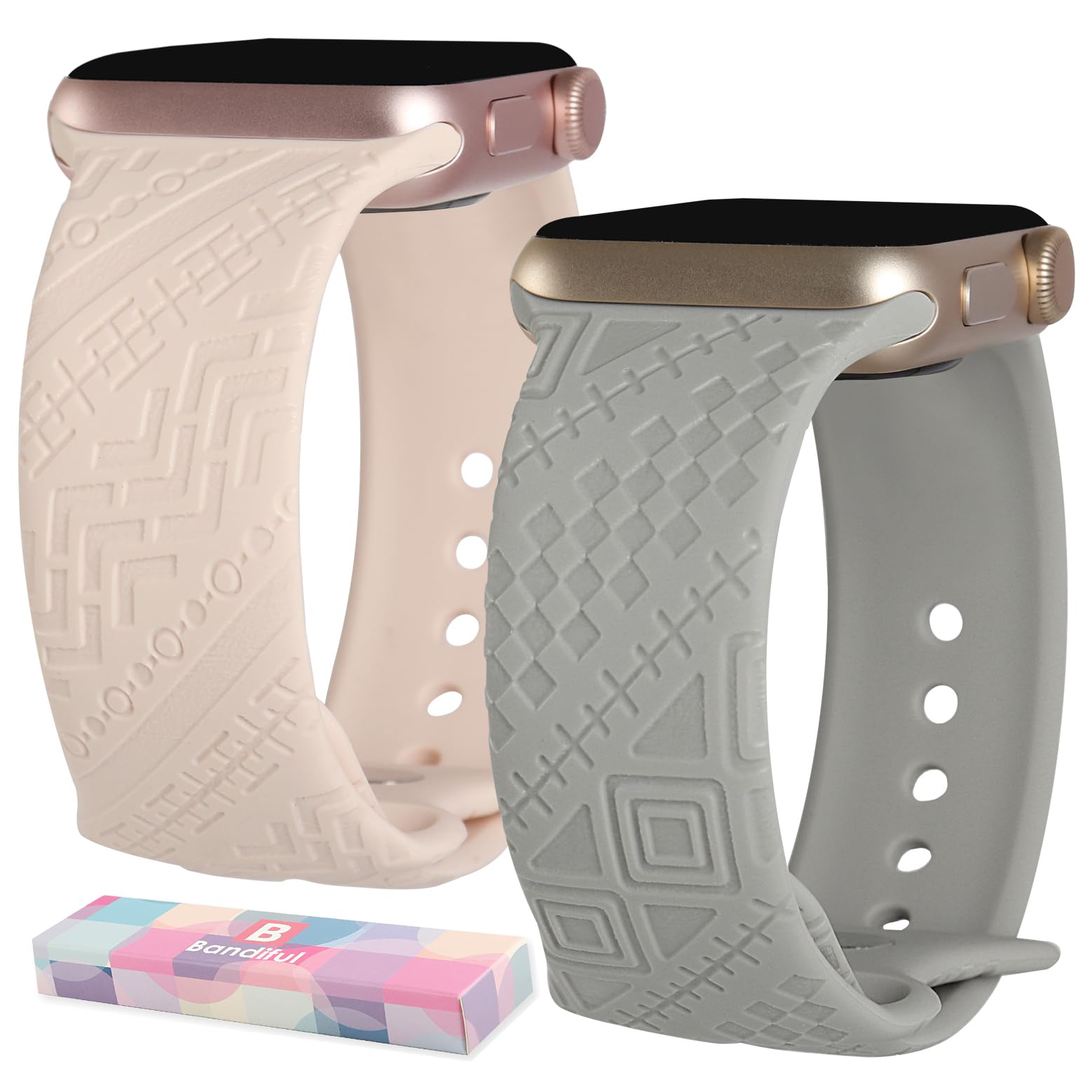 2 Packs Hypoallergenic Engoaved Boho Apple Watch Bands - Compatible with 38mm/40mm/41mm/42mm/44mm/45mm/49mm for Women & Men - Fashion Accessory Strap for iWatch Series 8/7/6/5/4/3/2/1/SE/Ultra - Perfect for Workouts, Daily Wear & Boho Style Outfits