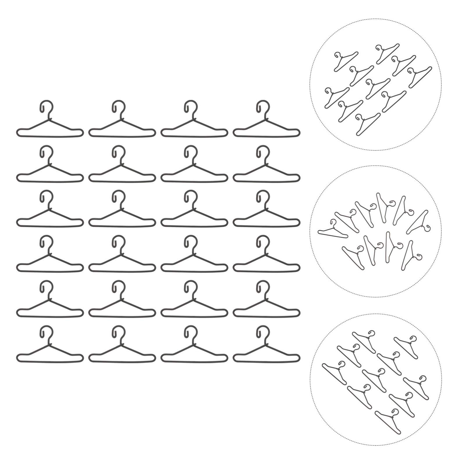 MILISTEN 50PCS Miniature Metal Doll Clothes Hangers - 4X2.2CM Black Doll Dress Holders for Barbie, American Girl & Fashion Dolls - Perfect for Doll House Closet Organization & Outfit Display