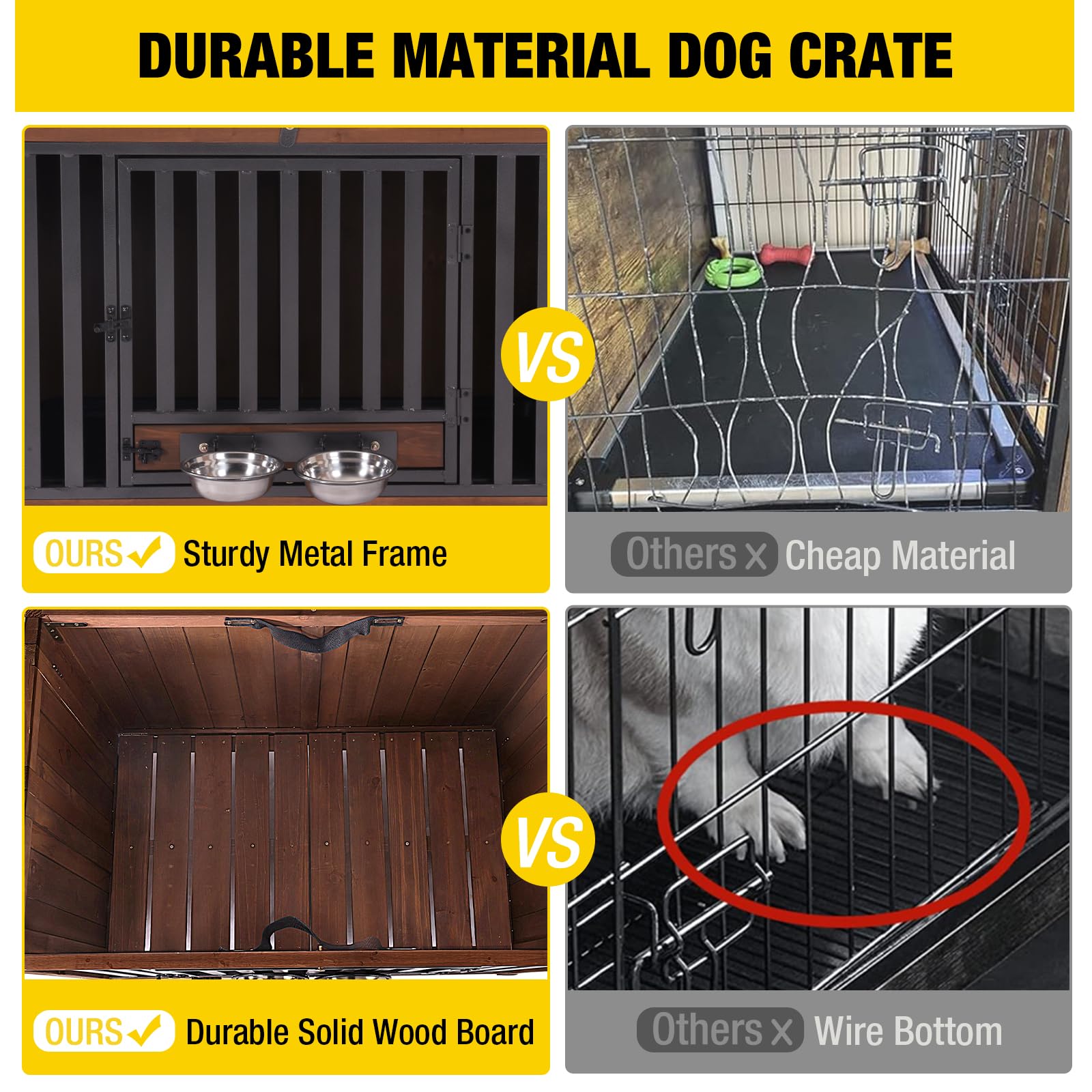 Aivituvin Heavy Duty Indoor Dog Crate Furniture - Portable Kennel for Small & Medium Dogs with Large Opening Roof | End Table & Dog House for Living Room, Bedroom & Office Use