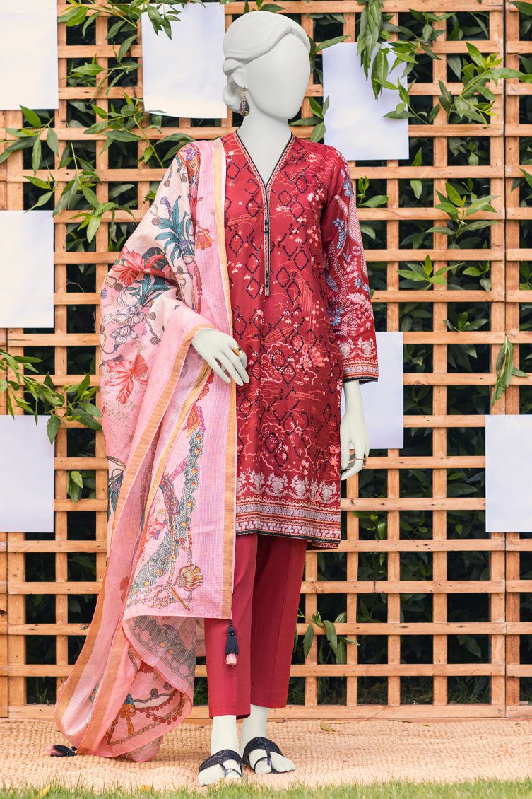 J. Junaid Jamshed Premium Cambric Maroon 3 Piece Suit for Men - Formal Business Attire & Wedding Occasions