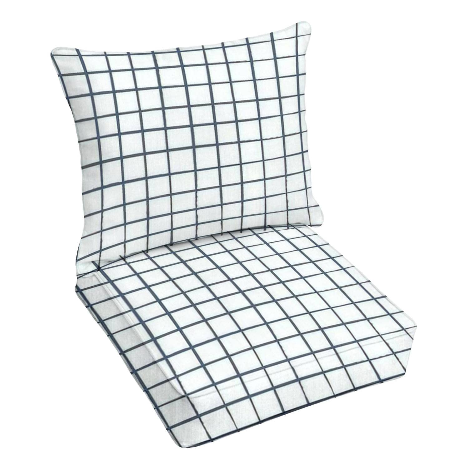 Premium Outdoor Deep Seating Cushion Set - Farmhouse Checkered Pattern Waterproof Patio Furniture Cushions for Lounge Chairs, Sofas & Conversation Sets | Durable Replacement Cushions for Backyard, Deck, Poolside & Garden Relaxation