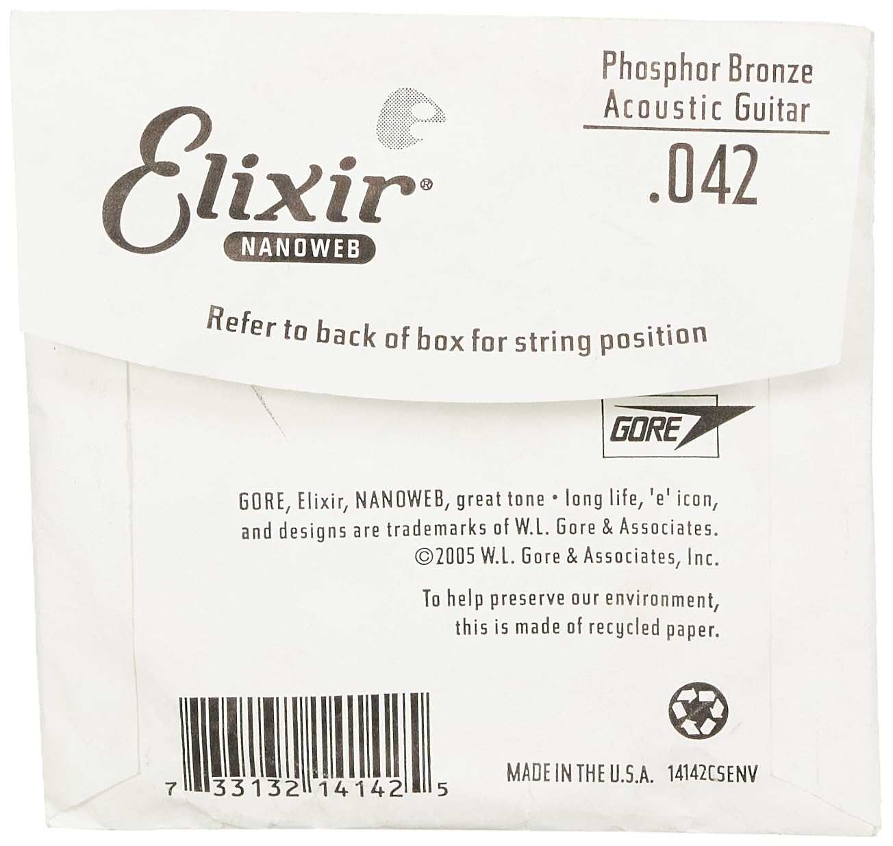 Elixir Phosphor Bronze Acoustic Guitar Strings with NANOWEB Coating - .042 Gauge - Bright, Warm Tone & Long-Lasting Playability for Folk, Country & Fingerstyle Performances