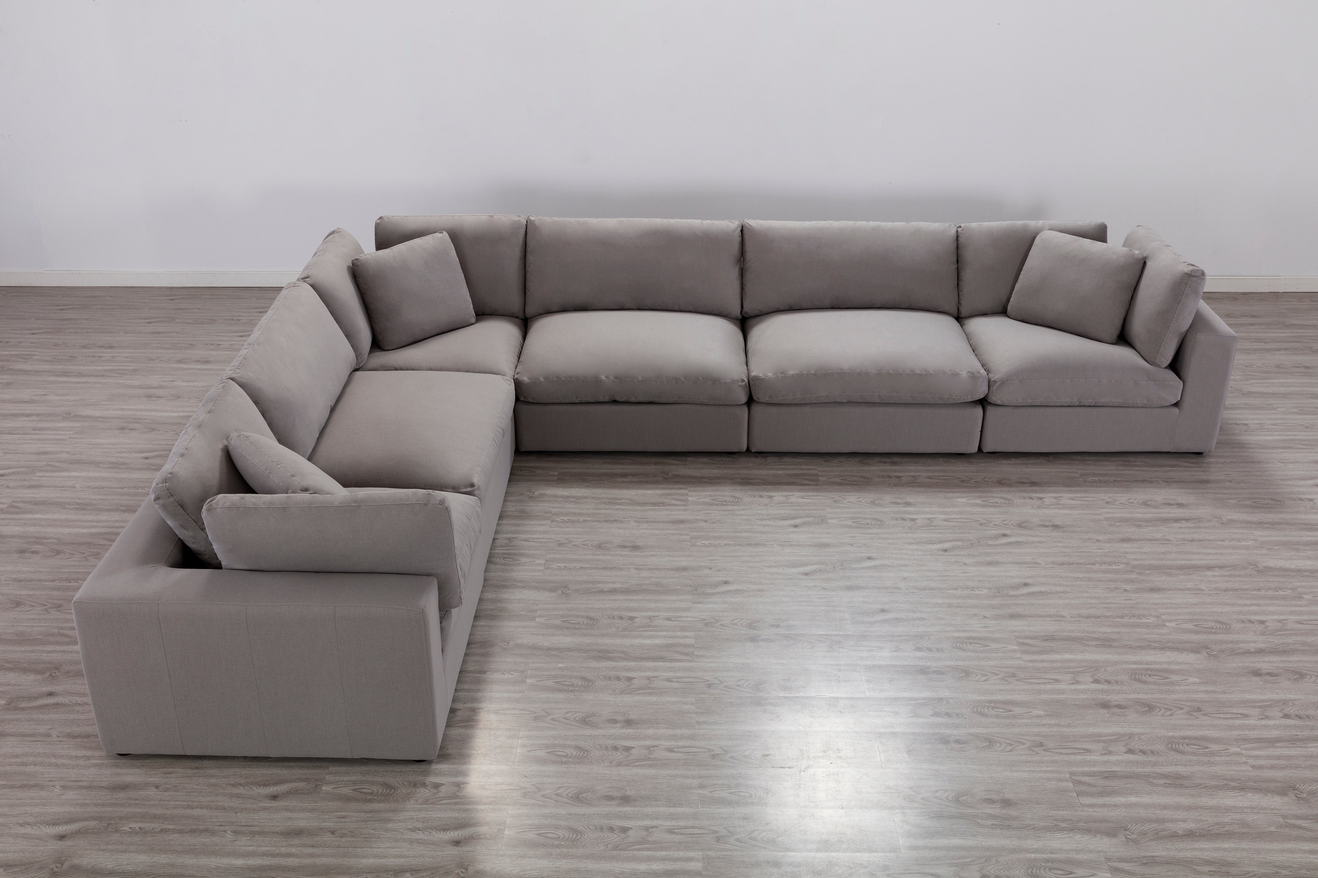 Rivas Contemporary Feather Fill 6-Piece Modular Sectional Sofa in Graphite - Perfect for Living Room, Lounge & Family Room Comfort