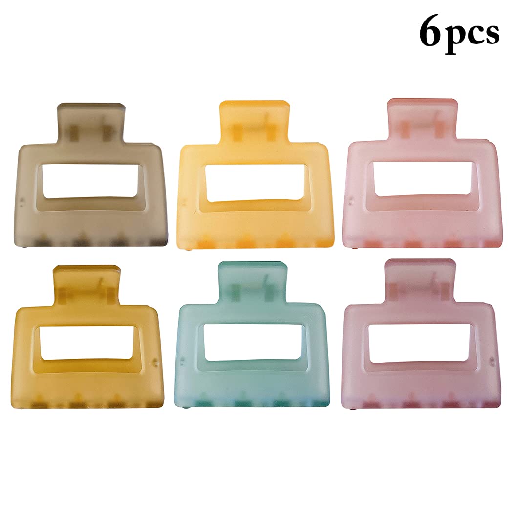 Bakefy 6 Pack Small Hair Claw Clips for Women - 1.57 Inch Mini No Slip Square Hair Clips for Thin to Medium Hair - Perfect for Ponytails, Buns & Everyday Hairstyles (Black)
