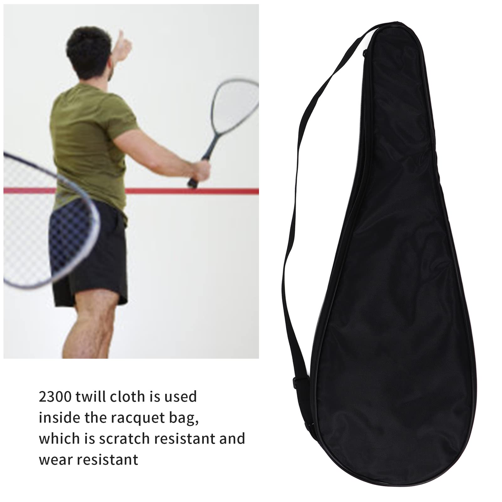 Premium Racquetball & Squash Racket Bag - Lightweight Padded Cover with Accessory Pocket & Adjustable Shoulder Strap | Perfect for Court Sports, Gym Storage & Travel Protection