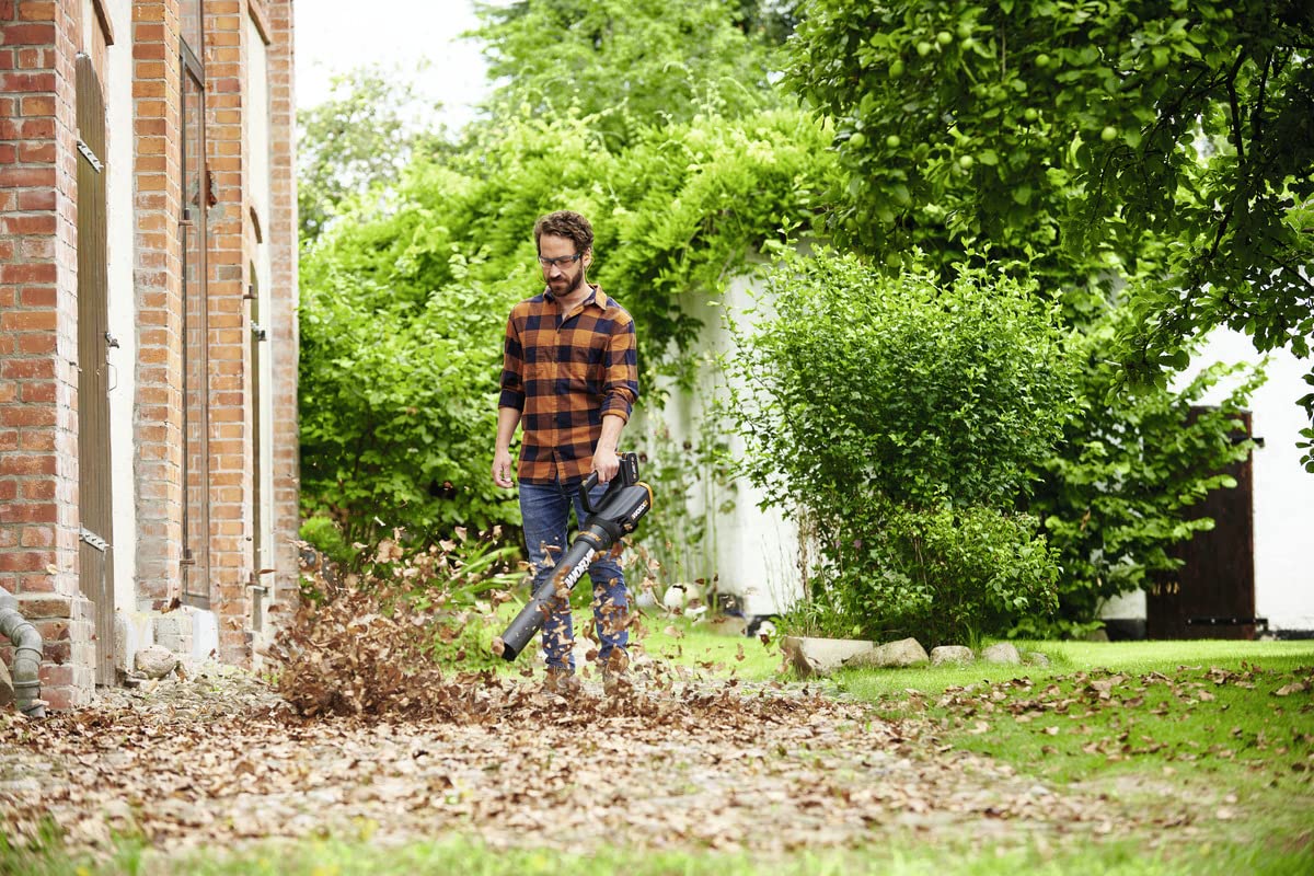 Worx WG547E.9 20V Cordless Leaf Blower with Turbine Technology - 2 Speed Settings, One-Hand Operation (Battery & Charger Not Included) - Ideal for Yard Cleaning, Patio Maintenance, and Quick Leaf Removal