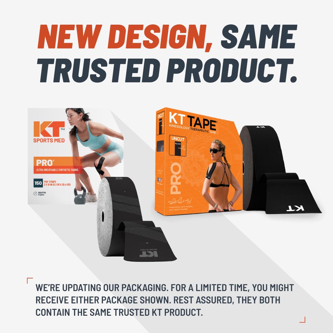 KT Tape Pro Synthetic Kinesiology Athletic Tape - 150 Precut Strips (10 Inch) for Pain Relief & Injury Support - Ideal for Sports, Workouts & Physical Therapy