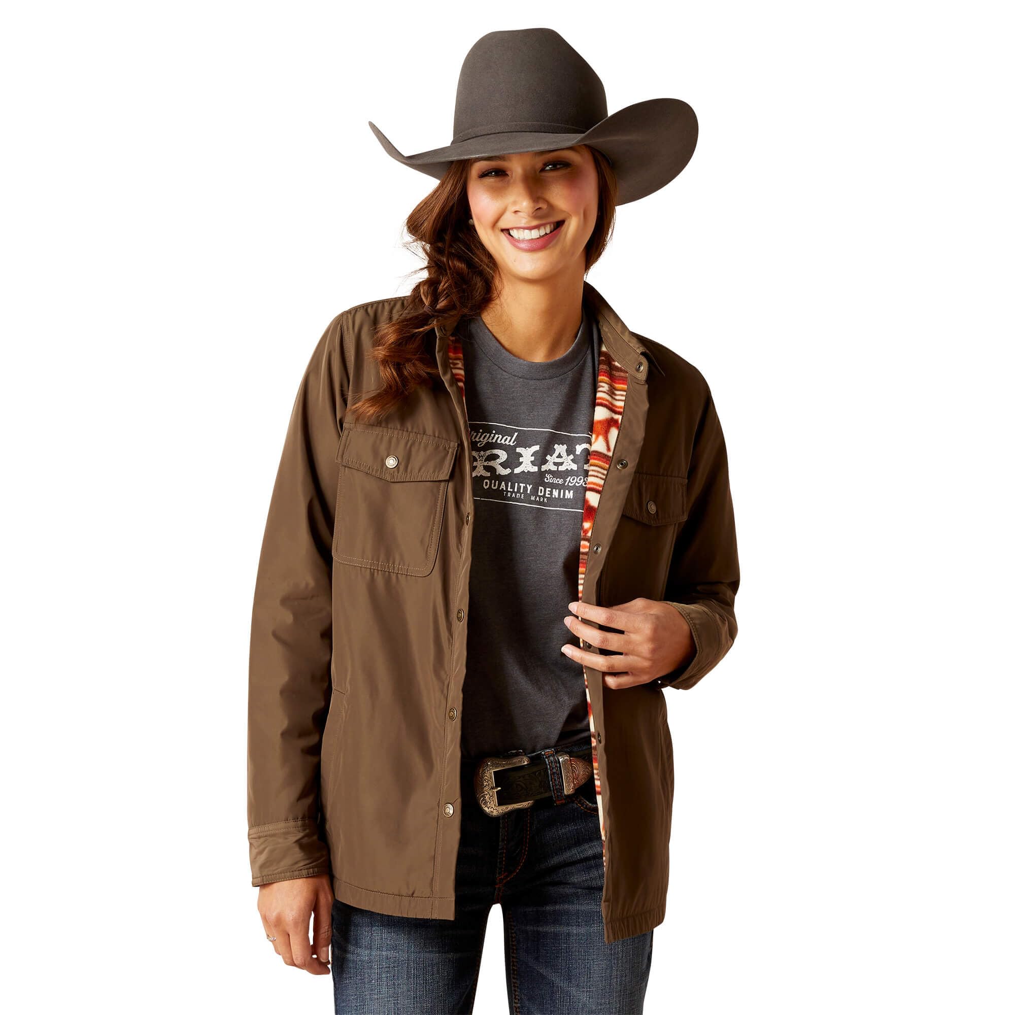 ARIAT Women's Dilon Western Shirt Jacket - Stylish Denim Button-Up for Casual Outfits & Outdoor Adventures