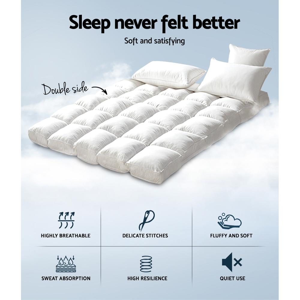 Bamboo Fiber King Mattress Topper - Cooling Pillowtop Protector for Pressure Relief & Back Pain - Perfect for Hot Sleepers & Allergy Sufferers