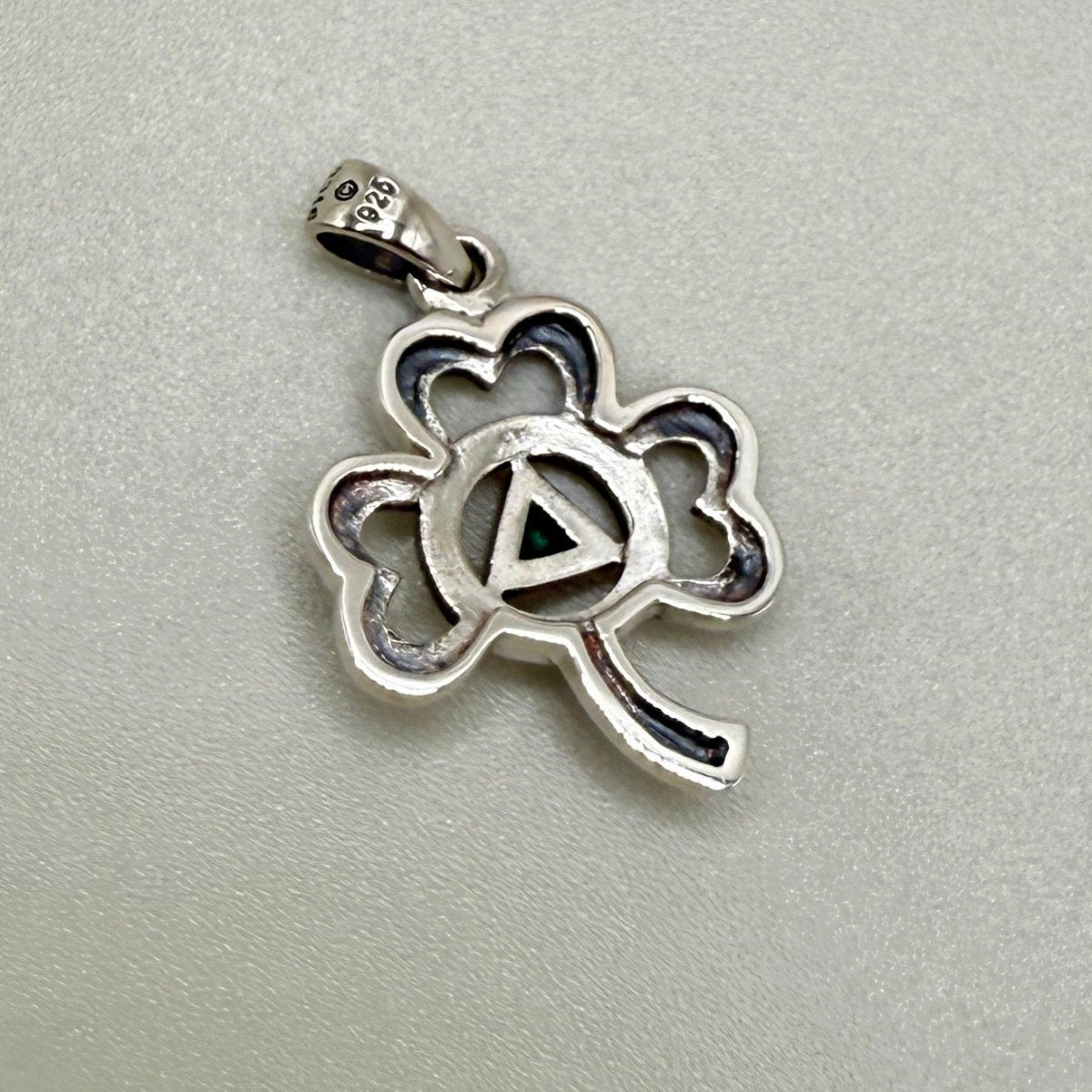 Authentic Silver Celtic Shamrock Pendant with Genuine Malachite AA Symbol - Perfect for St. Patrick's Day Gifts & Irish Heritage Jewelry