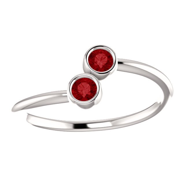 14K Gold 0.32 CTW Genuine Ruby Bezel Set 2 Stone Ring for Women - Elegant Wedding, Anniversary & Valentine's Day Gift Jewelry