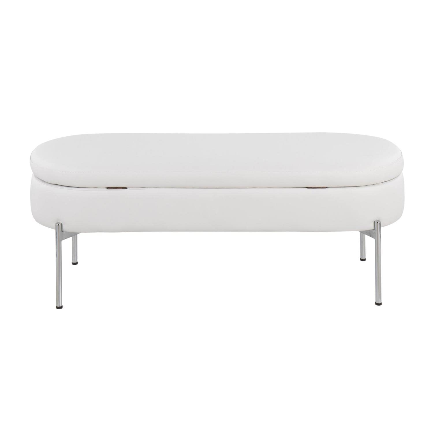 LumiSource Chloe Faux Leather Upholstered Storage Bench - Entryway & Bedroom Storage Ottoman with Seat - Perfect for Small Space Organization & Home Decor