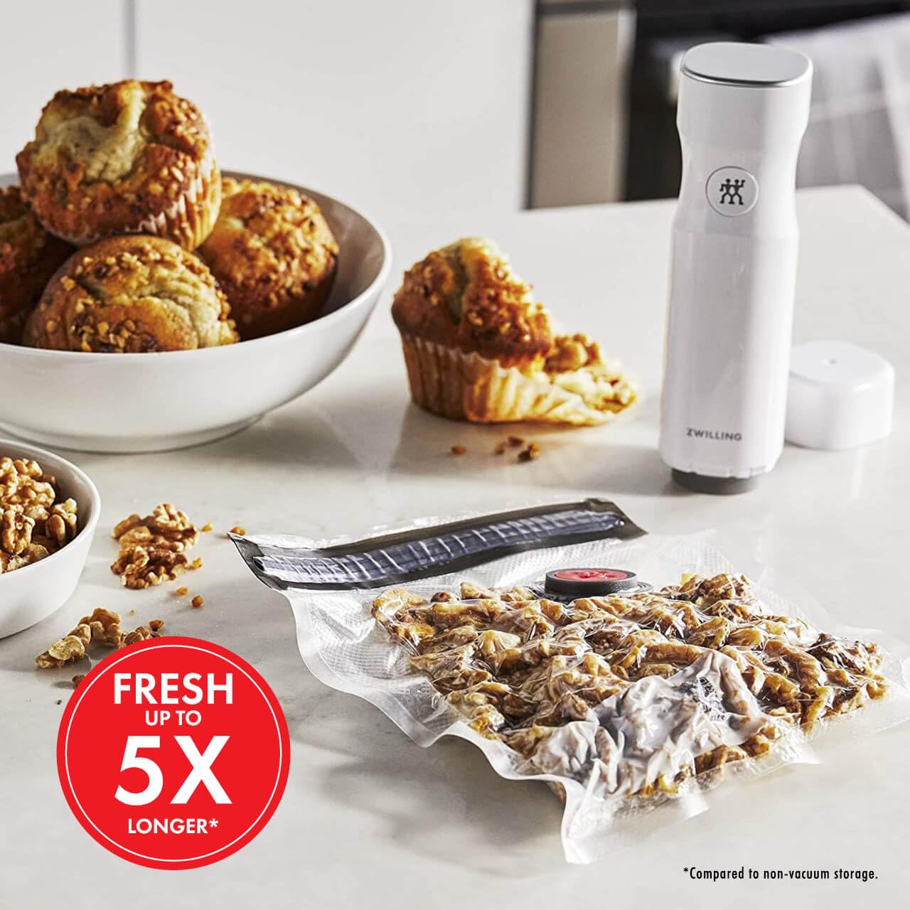 ZWILLING Fresh & Save 3-Piece Vacuum Sealer Bags for Food Storage | 2.25 Gallon Sous Vide Bags | Reusable Meal Prep & Snack Bags | Dishwasher Safe | Large Clear Food Preservation Bags for Sous Vide Cooking, Meal Prepping & Leftovers