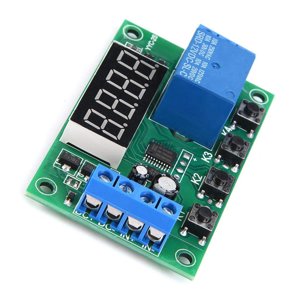 Hilitand 12V LED Display Adjustable Timer Relay Switch Module - Digital Countdown Timer for Home Automation, DIY Projects, and Electrical Control (Green)