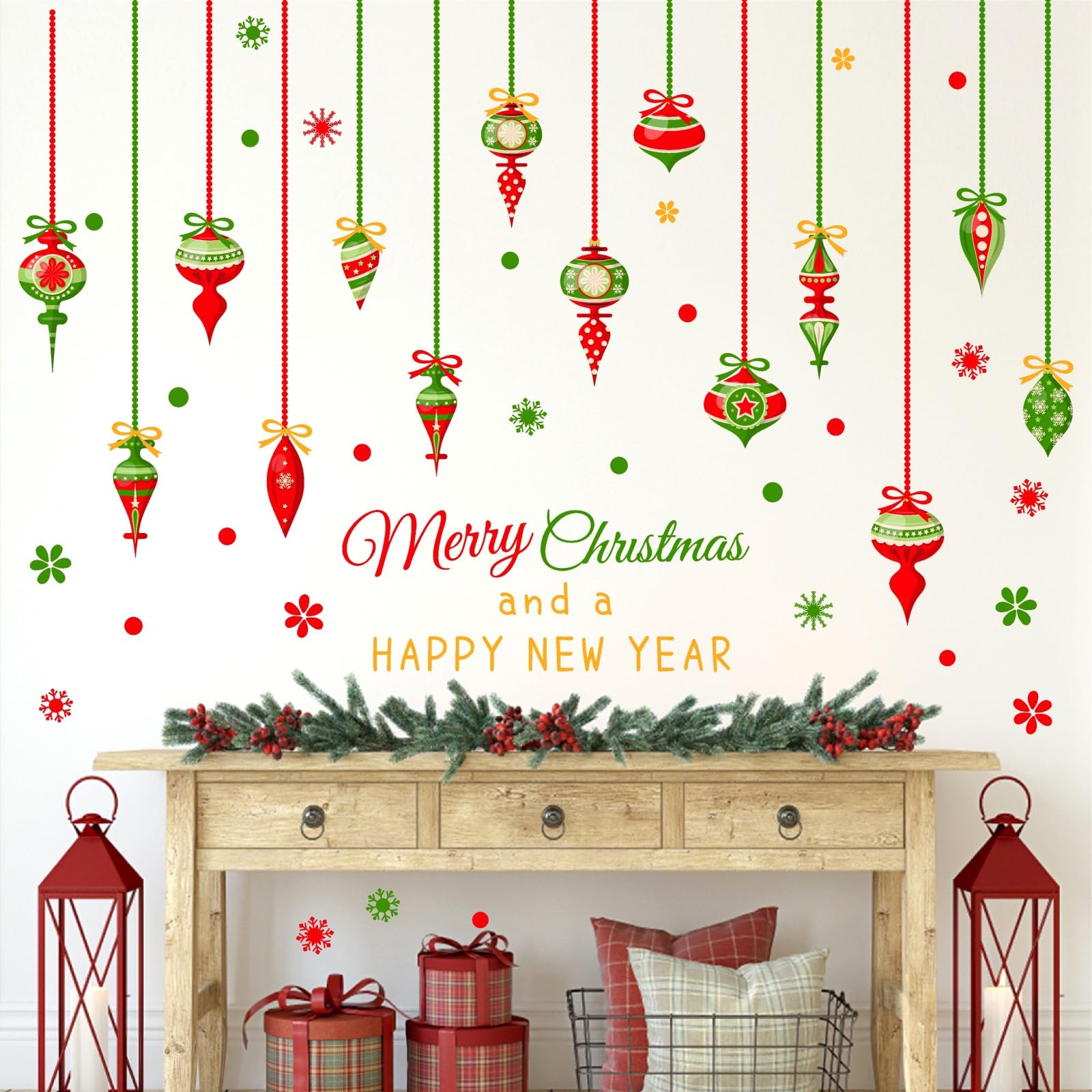 Brand Name Double Sided Christmas Ornaments - Reusable Window Clings & Wall Decals for Holiday Decorations | Perfect for Christmas Tree, Home, Office & Party Decor