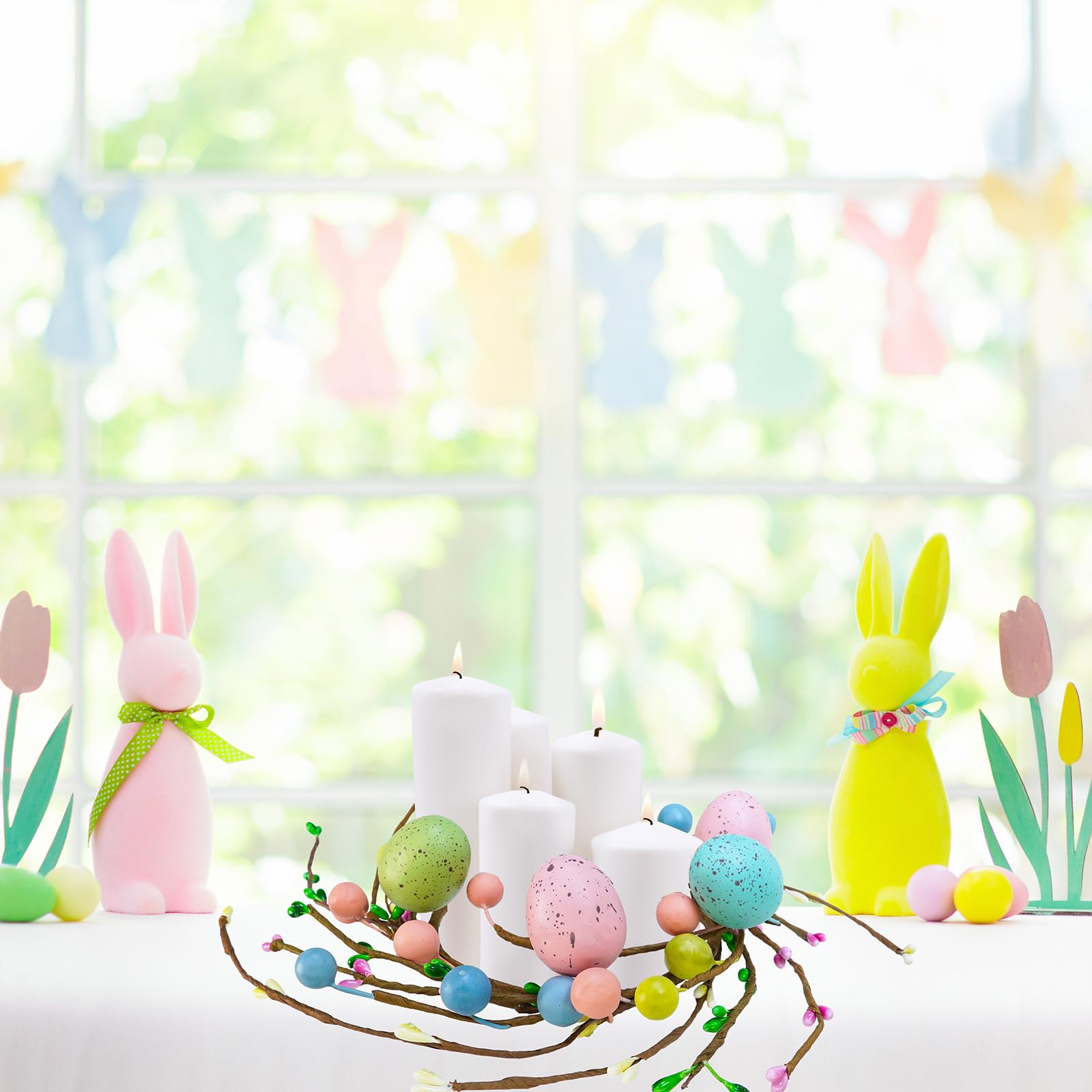 Winlyn 4-Piece Easter Egg Candle Rings Set - 9.5