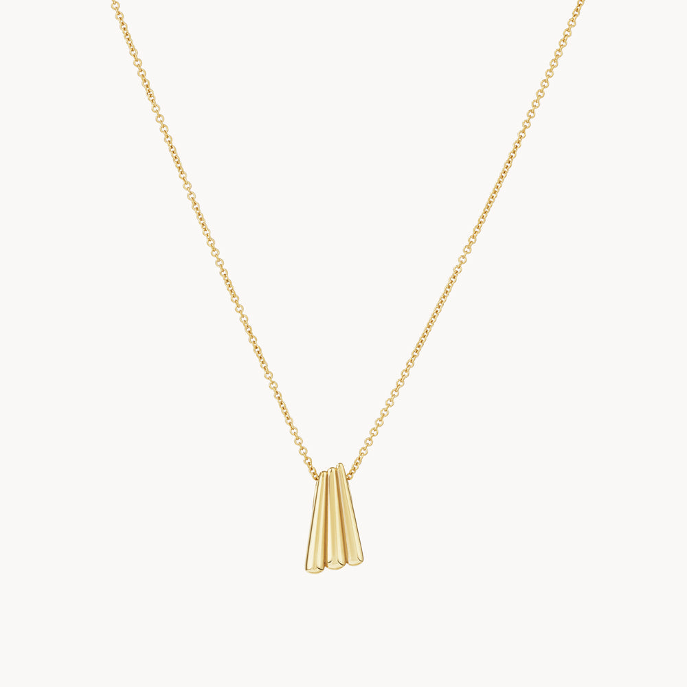 Elegant Gold Ribbed Fan Pendant Necklace for Women - Perfect for Parties, Weddings & Evening Events