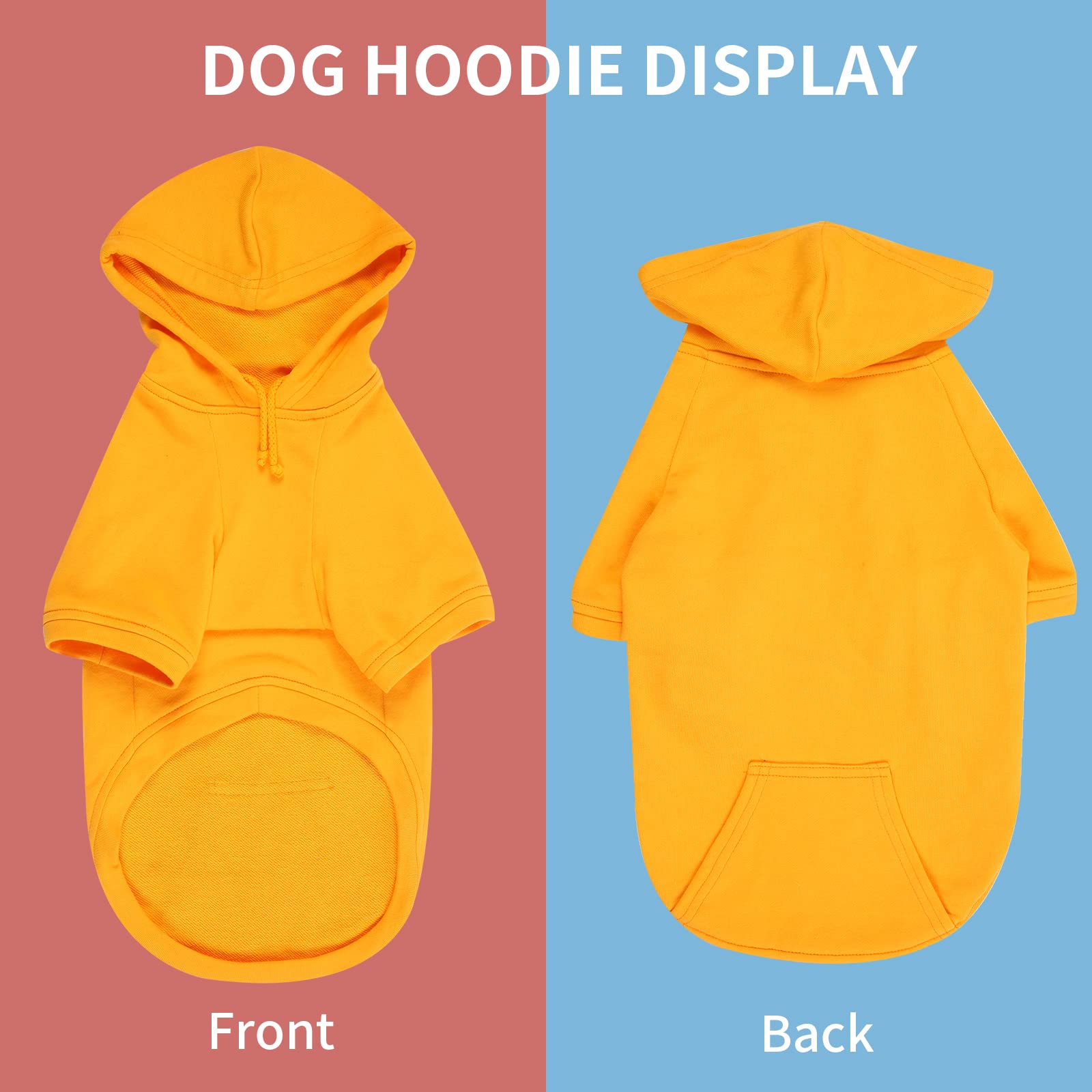 Dog Hoodies & Sweatshirts with Hood and Pockets - Warm Pet Clothes for Small Dogs (Orange, Medium) - Perfect for Winter Walks and Outdoor Adventures